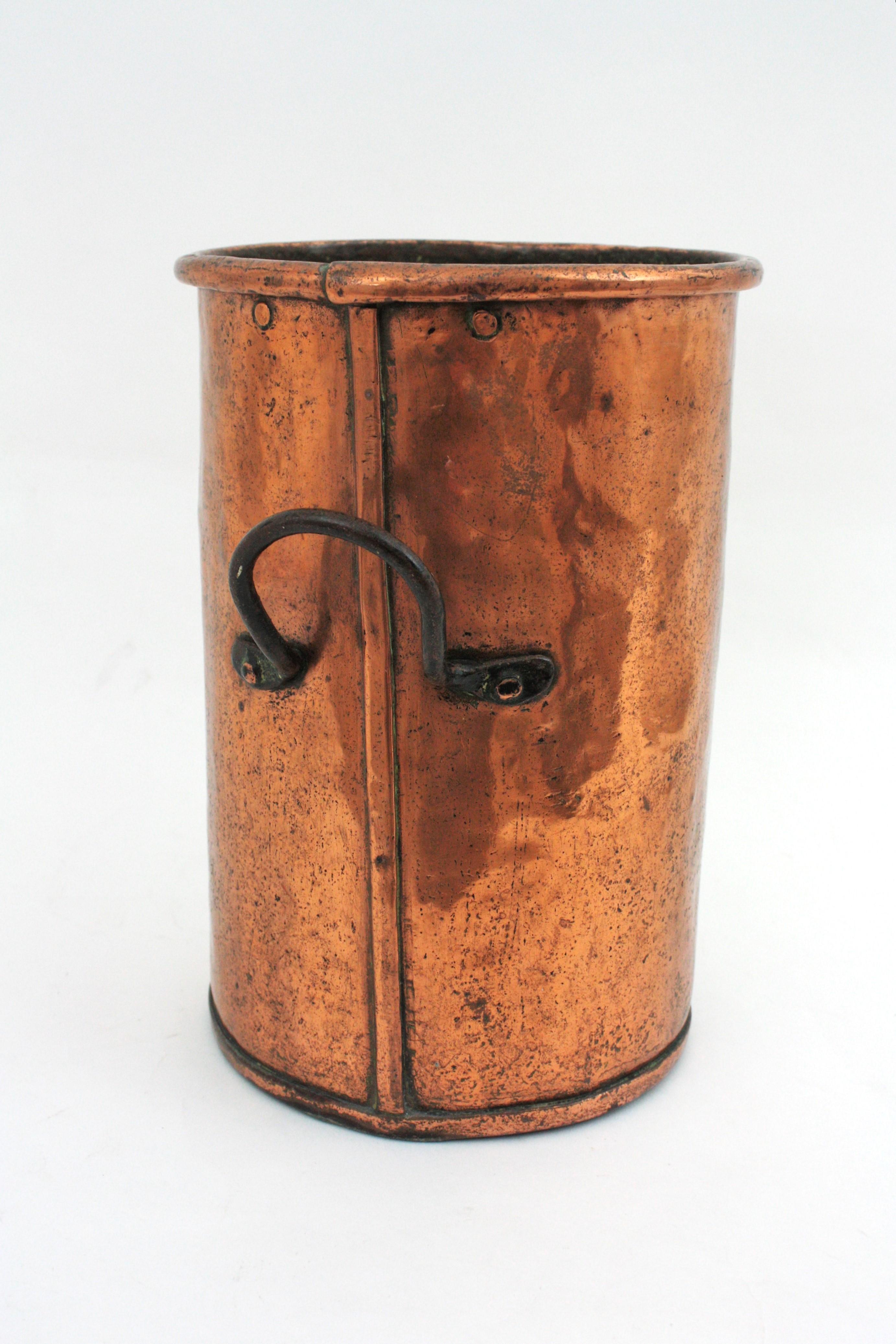 French Copper Tall Cauldron or Planter with Handles  For Sale 6