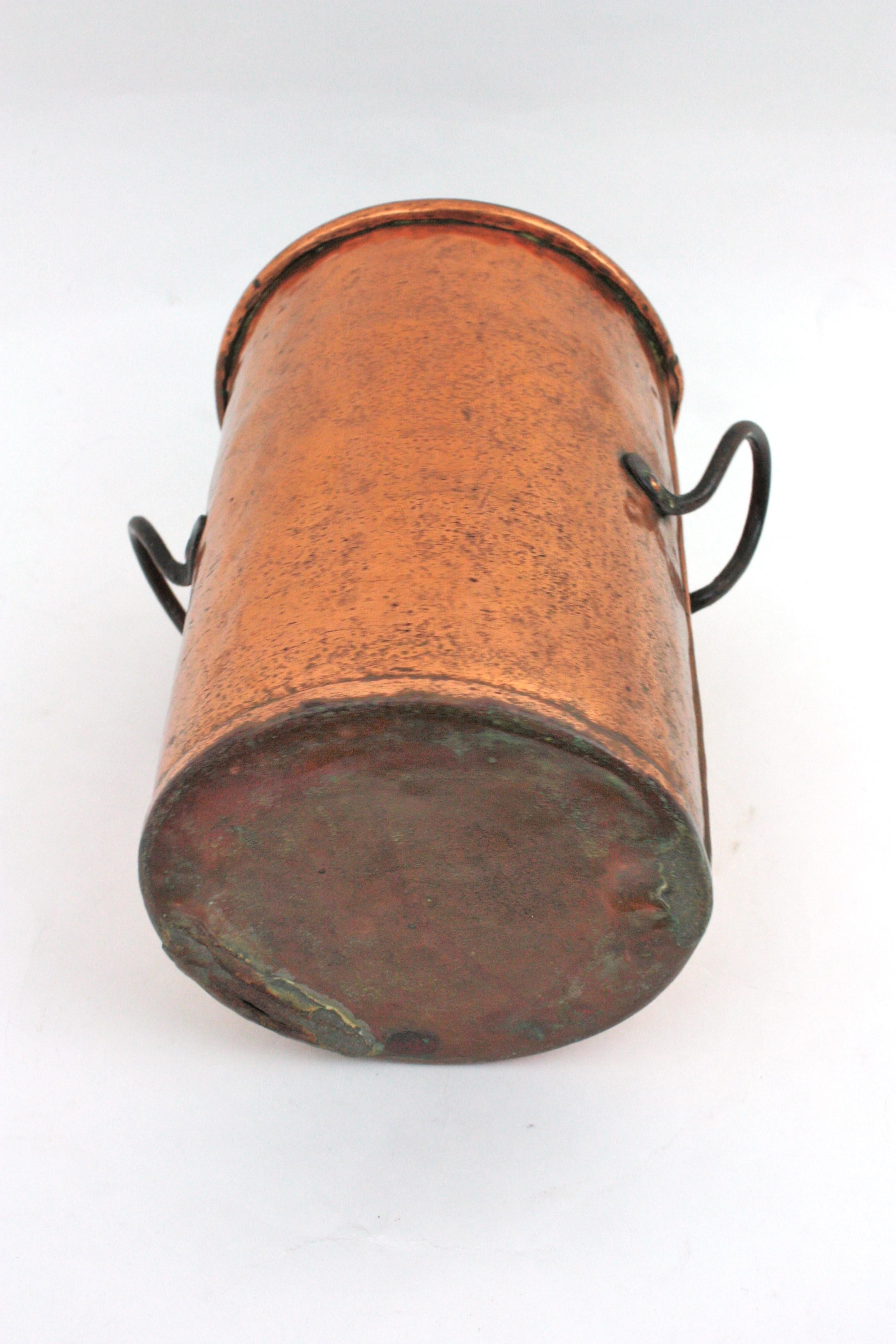 French Copper Tall Cauldron or Planter with Handles  For Sale 9