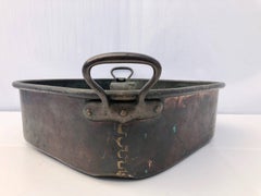 French Copper Turbot Cooker Pan, Wrought Iron Handles with Strainer, 1700s