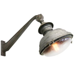 Lampe de rue industrielle française en cuivre vintage en fonte transparente en verre par Eclatec