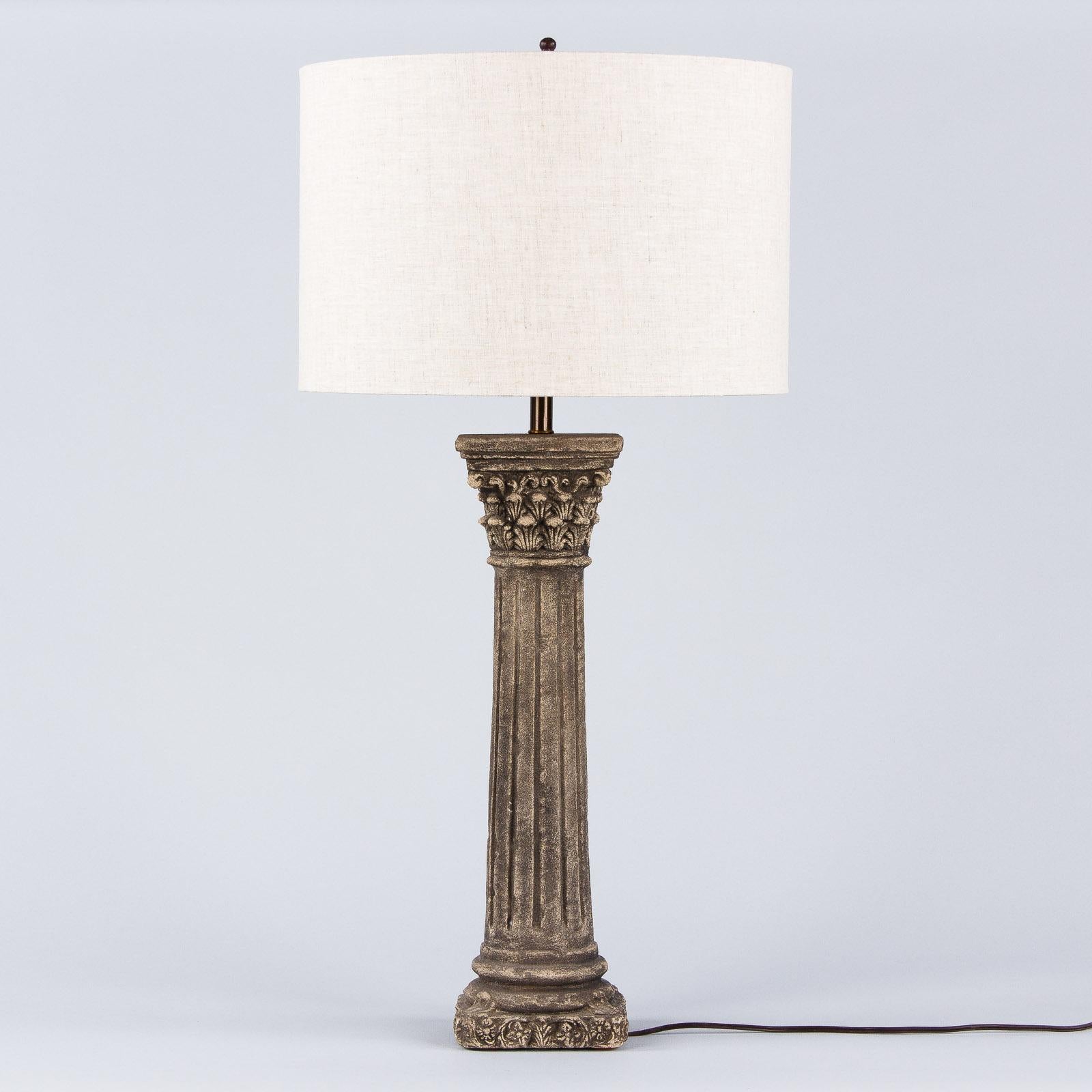 French Corinthian Column Stone Lamp, 20th Century For Sale 7