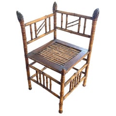 French Corner Bamboo Chair, 1940s