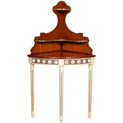 French Corner Table Painted Mahogany Brass