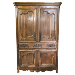 Big size French Corner Unit in Solid Walnut, with 4-Door Drawer