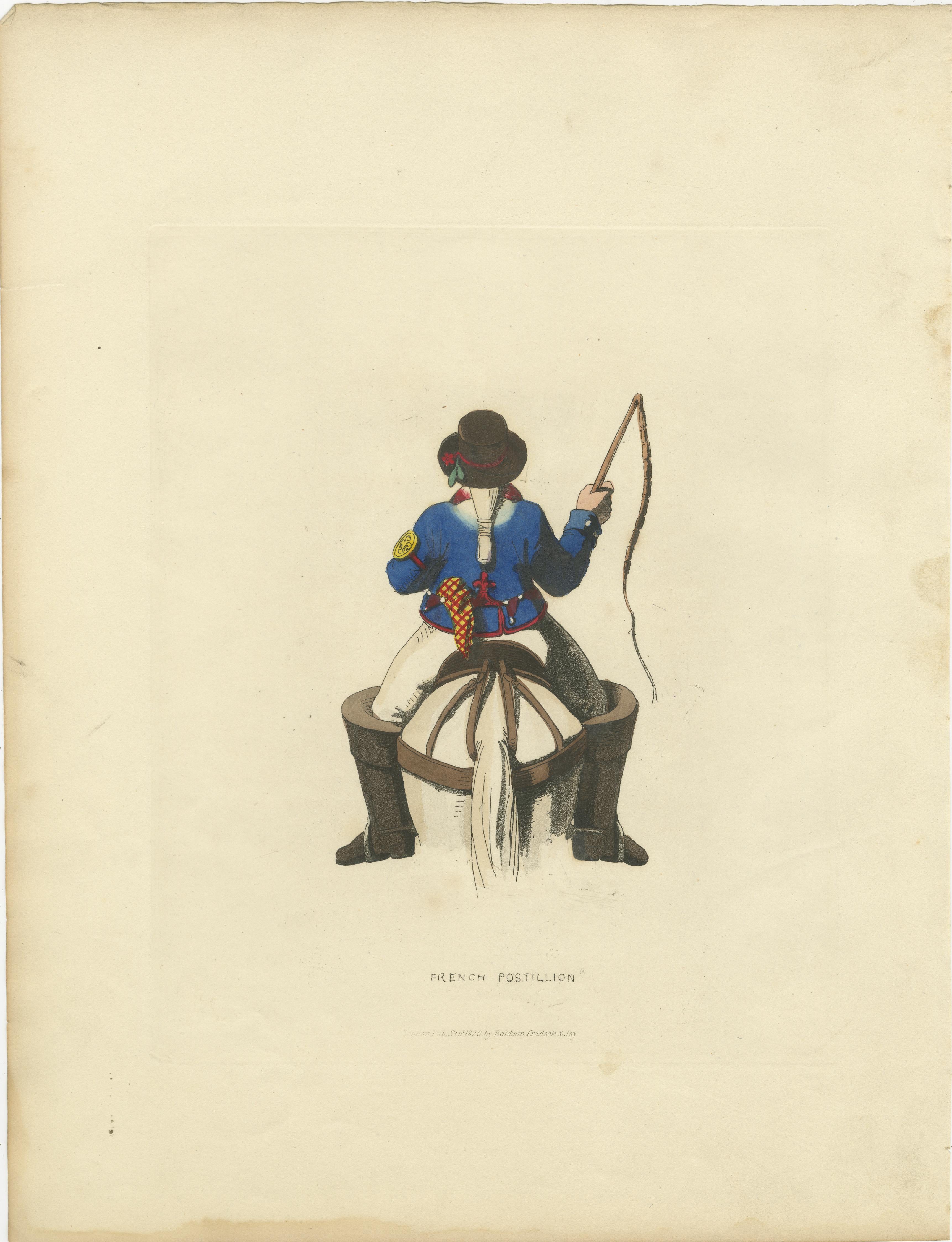 Costumes et métiers français - 3 estampes finement colorées par R. Bridgens, 1835 Bon état - En vente à Langweer, NL