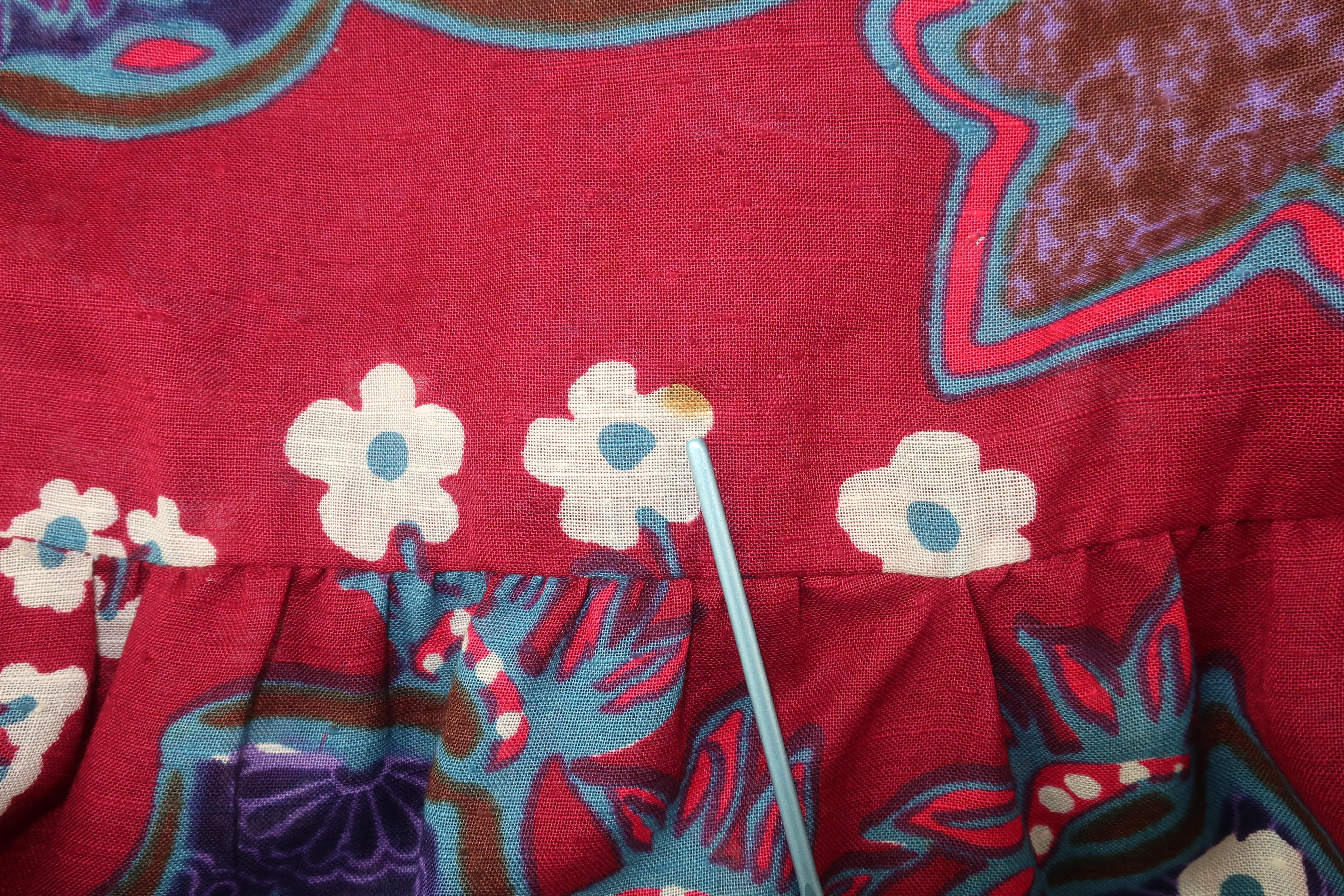 French Cotton Bohemian Floral Dress, 1970's 8
