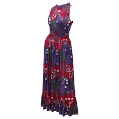 French Cotton Bohemian Floral Dress, 1970's