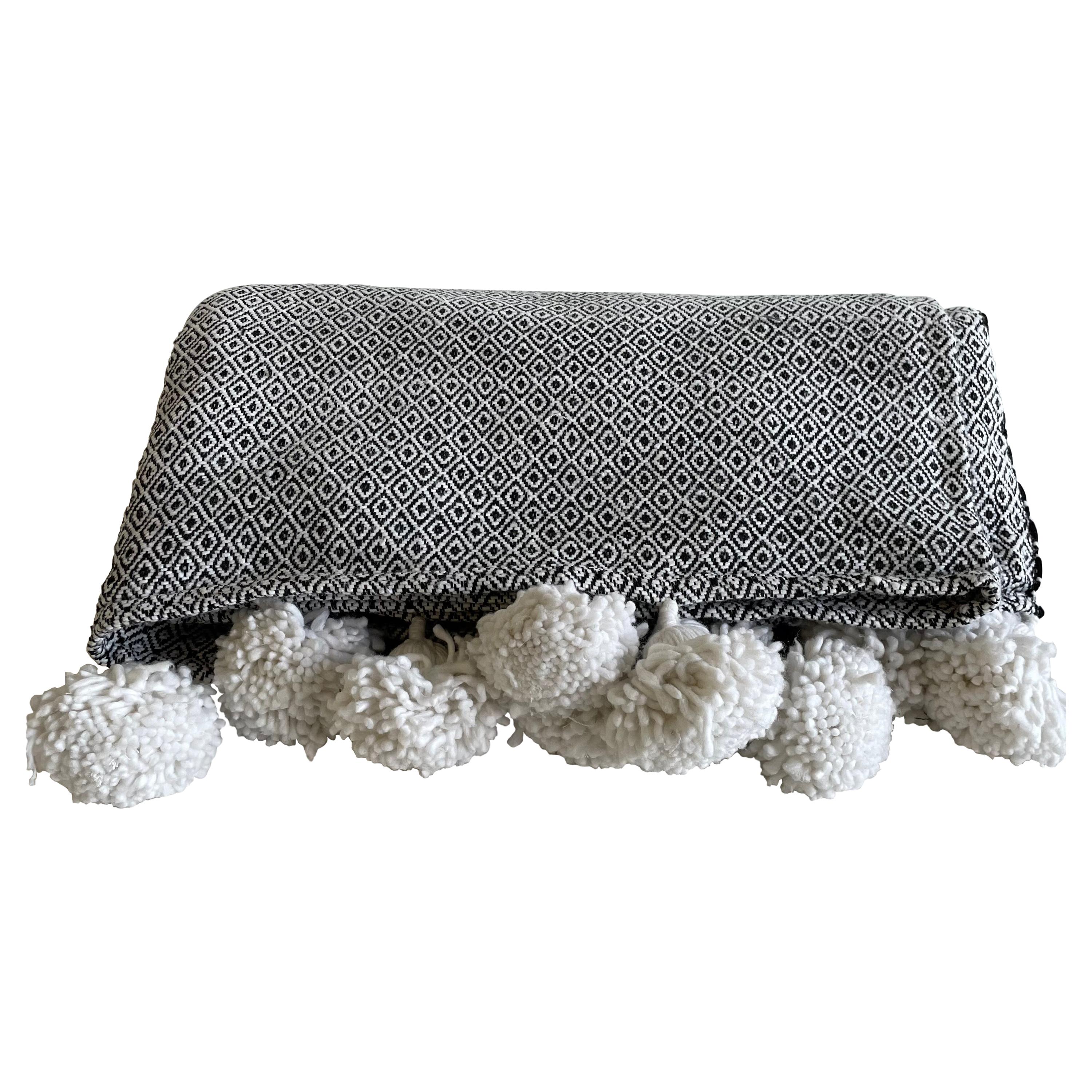 French Cotton King Size Throw with Tassels For Sale