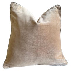 French Cotton Velvet Lumbar Pillow in Tabac with Jute Trim