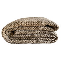 French Cotton Waffle Baffle Coverlet Blanket Queen or King Size in Tabac