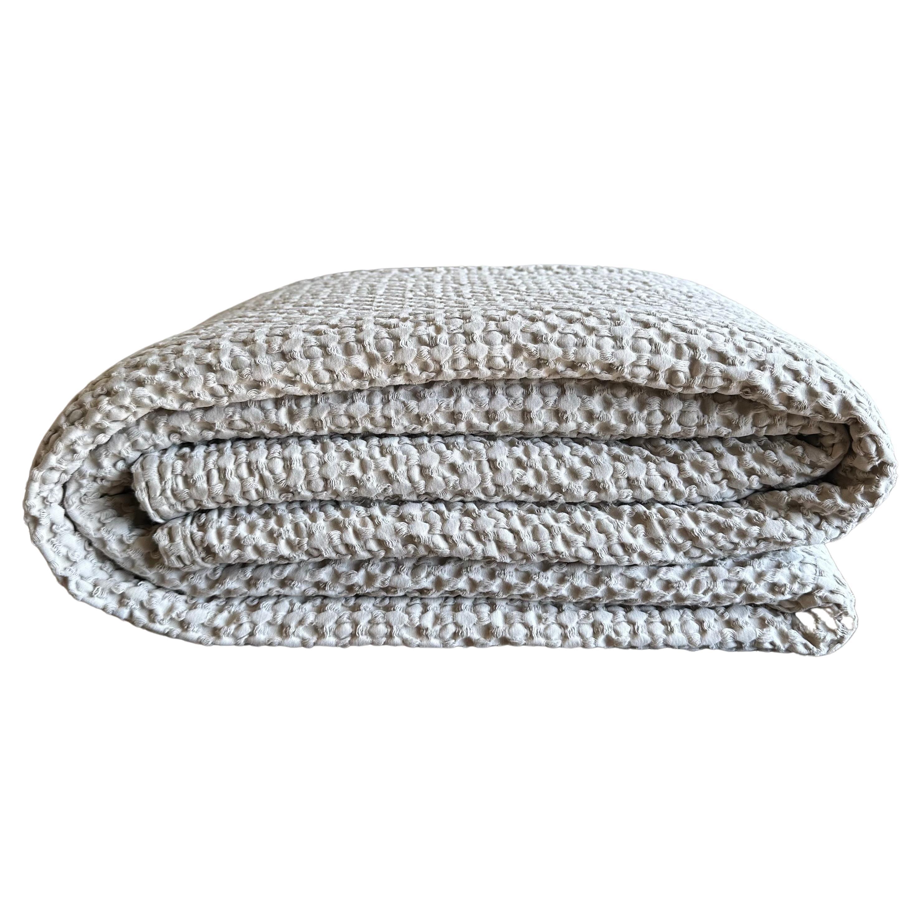 Revêtement de lit en coton gaufré français en lin de couleur 94x102