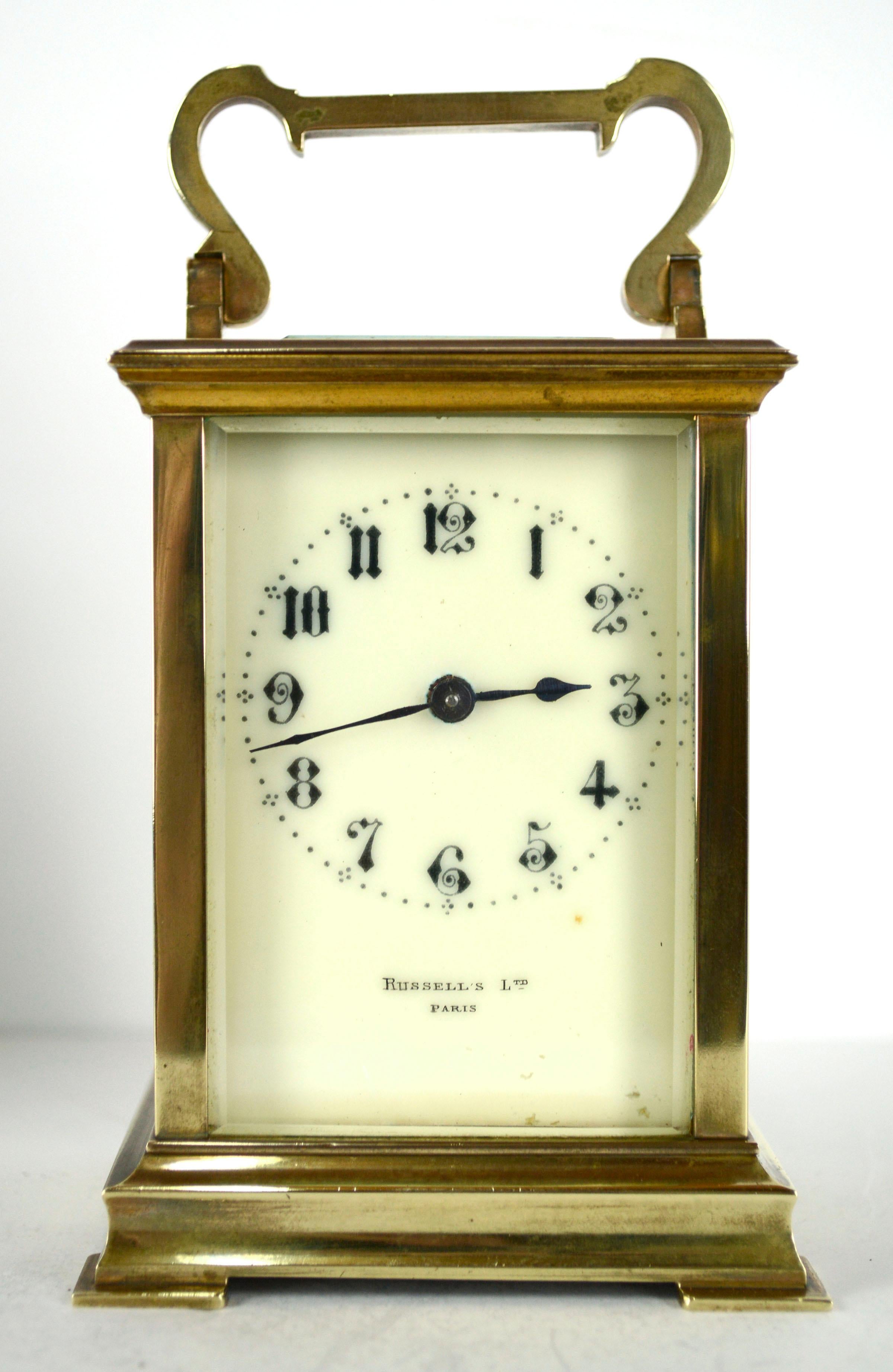 19th Century French Couaillet Freres Carriage Clock of Saint-Nicolas-D'Aliermont, Russell's