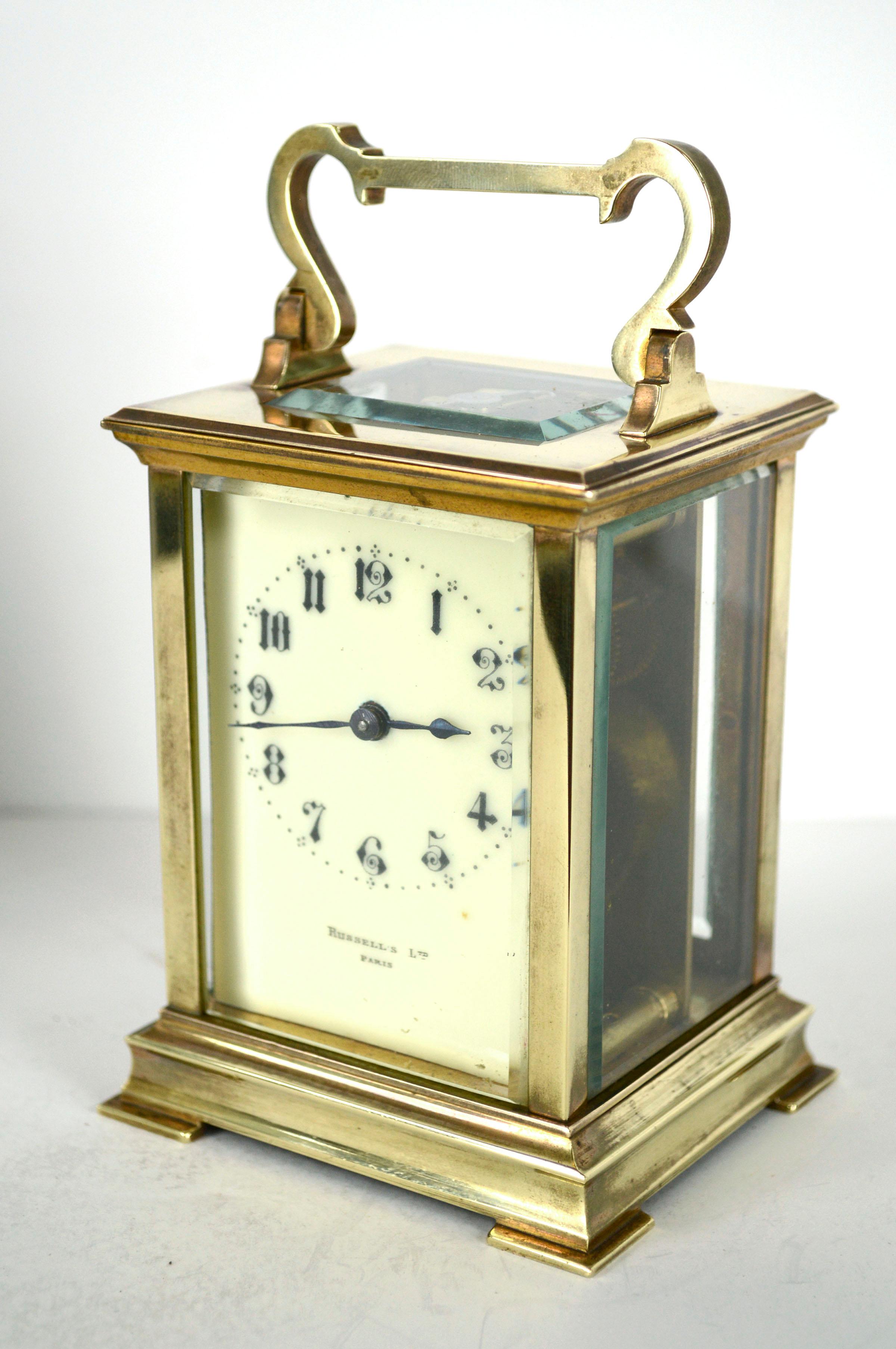 Brass French Couaillet Freres Carriage Clock of Saint-Nicolas-D'Aliermont, Russell's