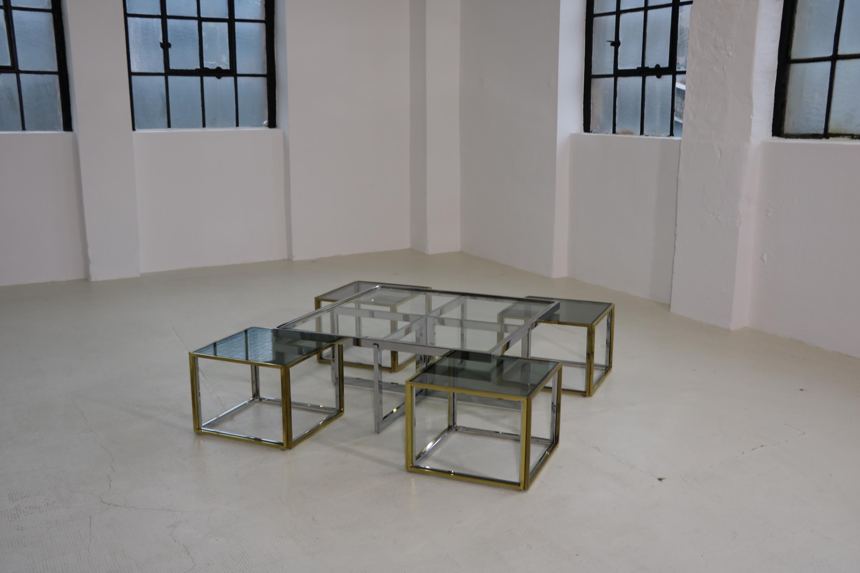 French Couche Table in Chrome and Brass by Maison Charles In Good Condition For Sale In Köln, NRW