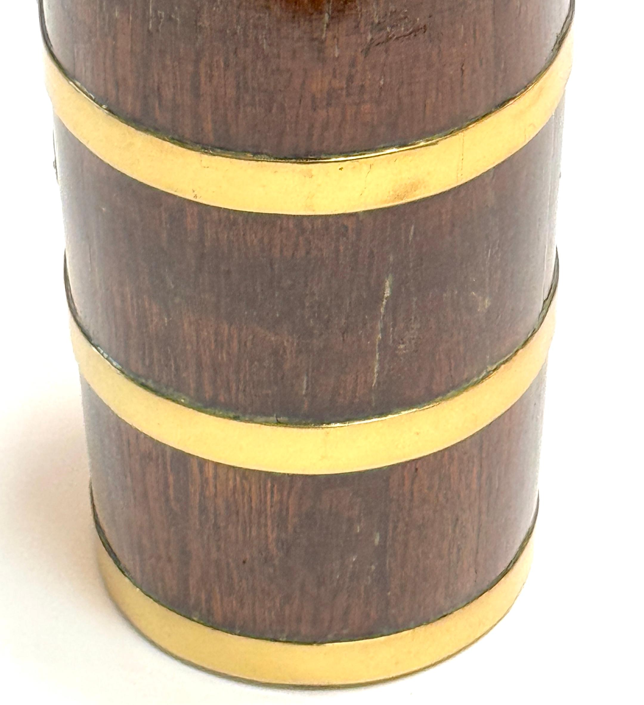 French Counes Derby Marquot Vichy Brass-Bound Walnut Bottle Form Box For Sale 5