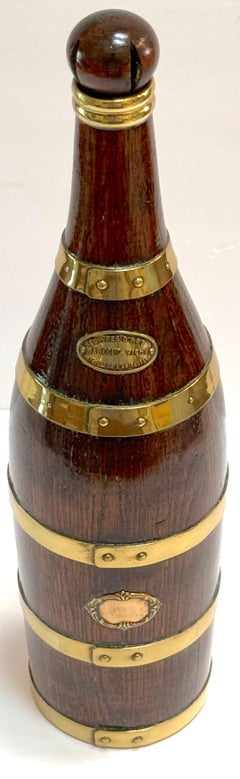 French Counes Derby Marquot Vichy Brass-Bound Walnut Bottle Form Box