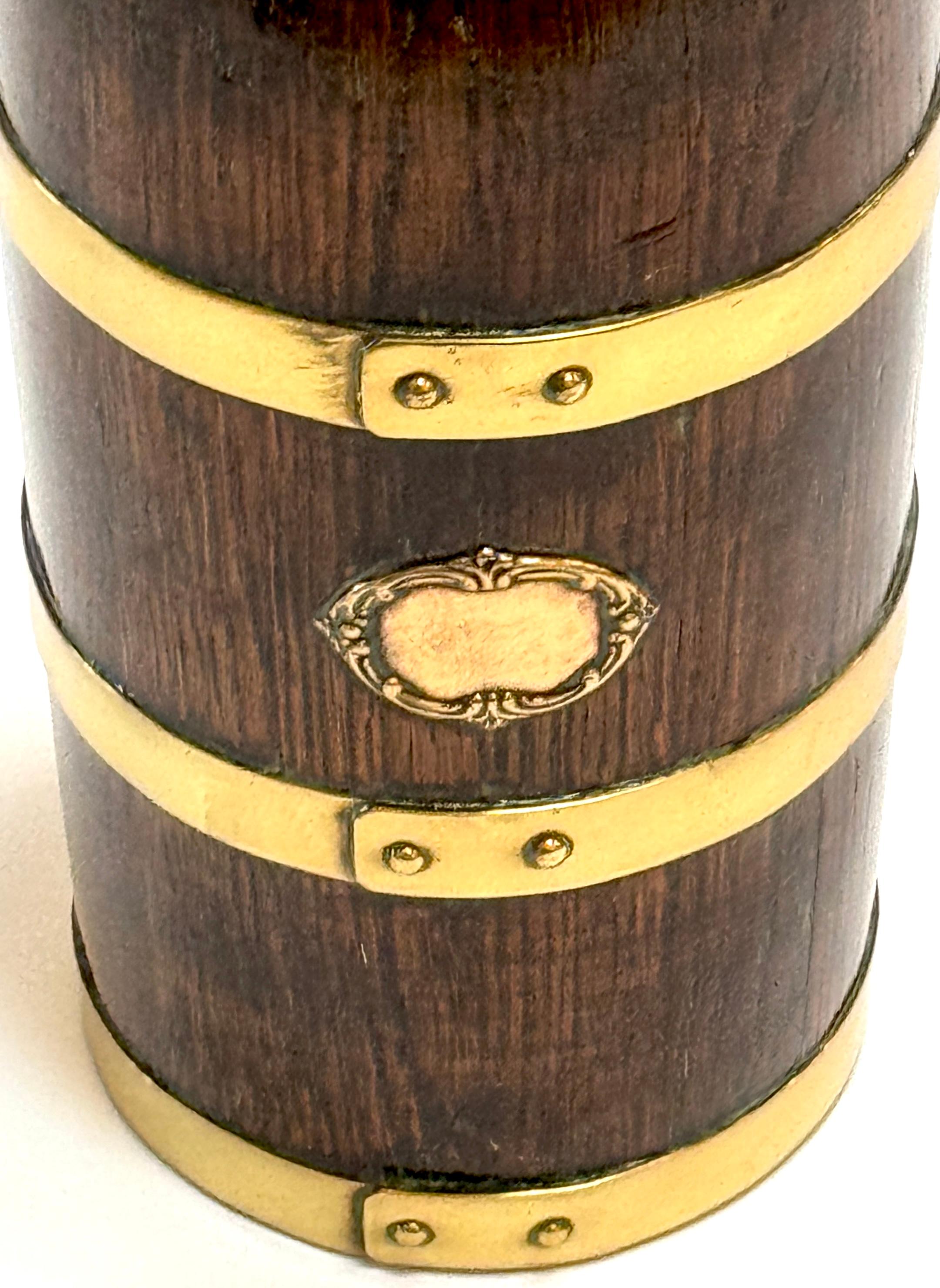 French Counes Derby Marquot Vichy Brass-Bound Walnut Bottle Form Box In Good Condition For Sale In West Palm Beach, FL