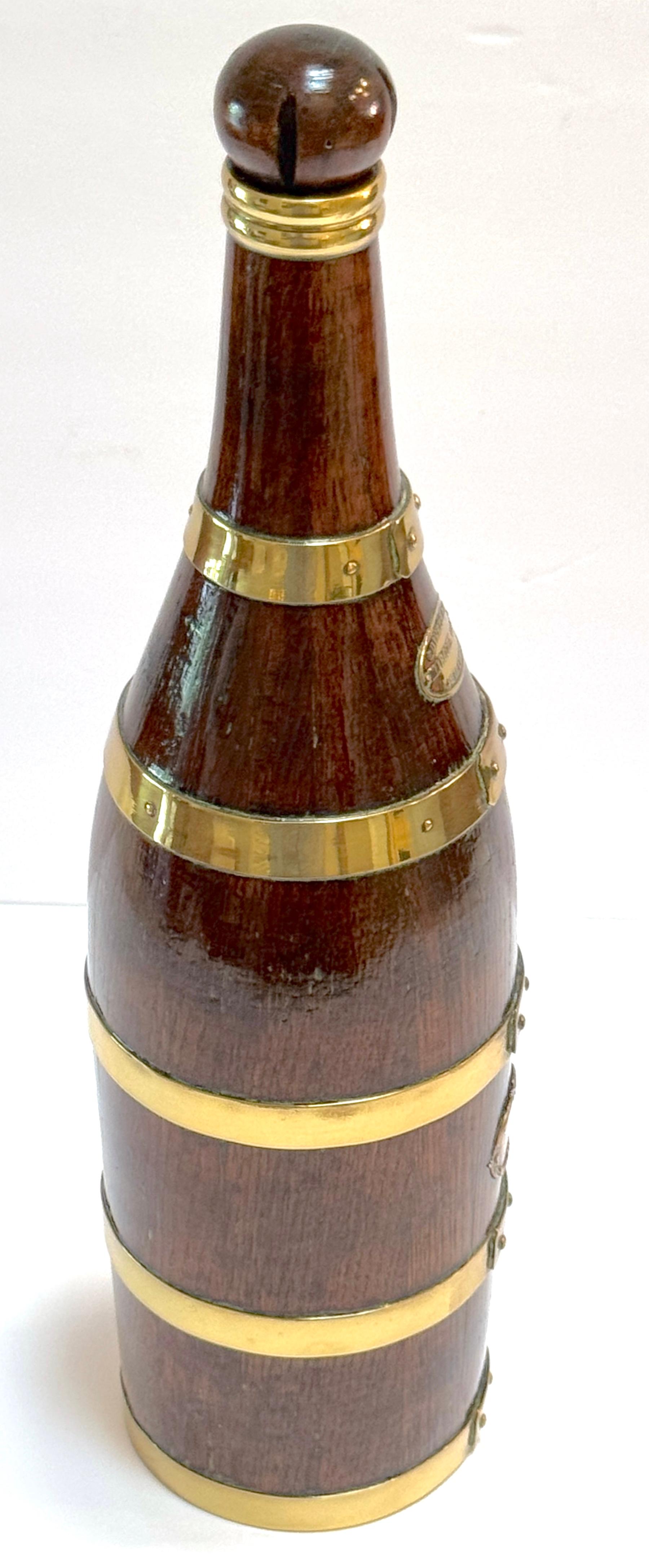 French Counes Derby Marquot Vichy Brass-Bound Walnut Bottle Form Box For Sale 1