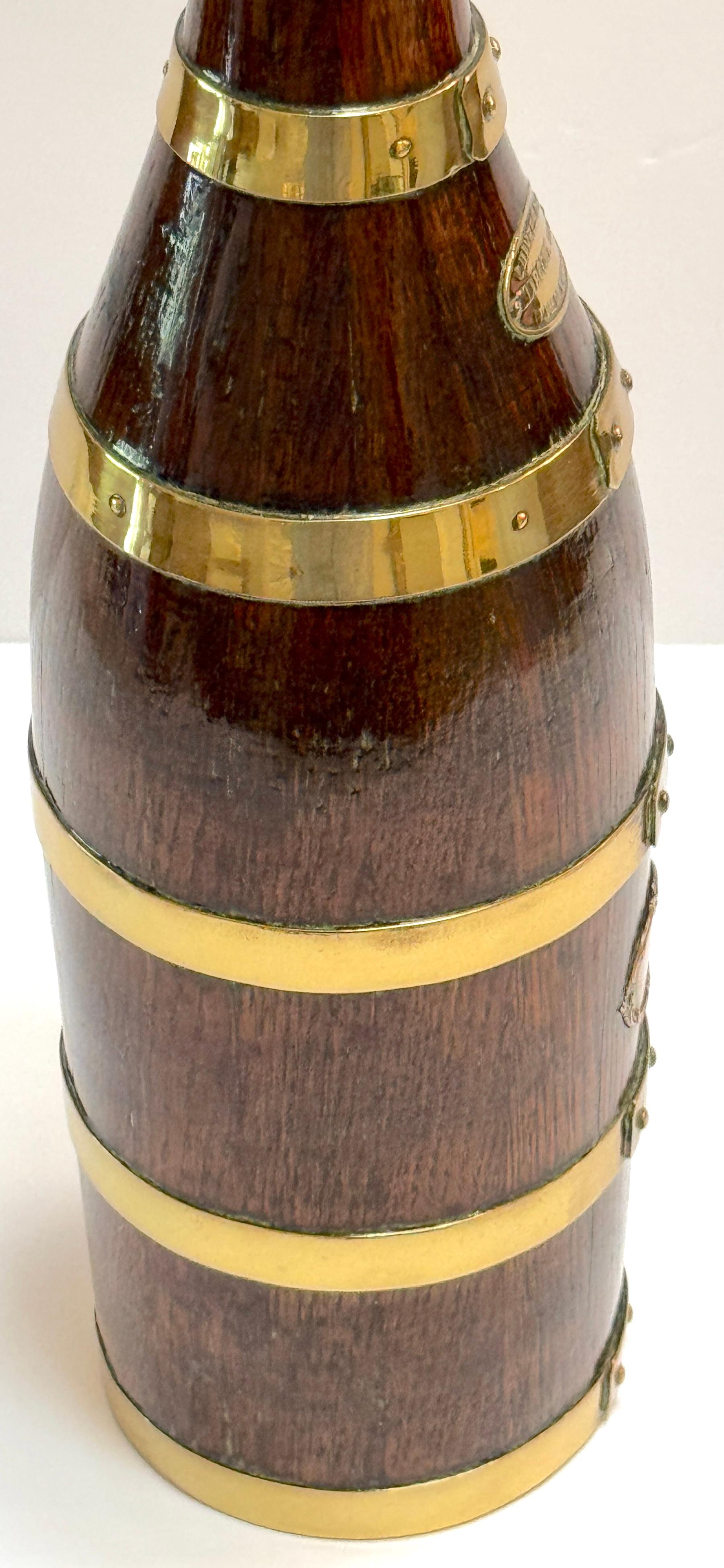 French Counes Derby Marquot Vichy Brass-Bound Walnut Bottle Form Box For Sale 2