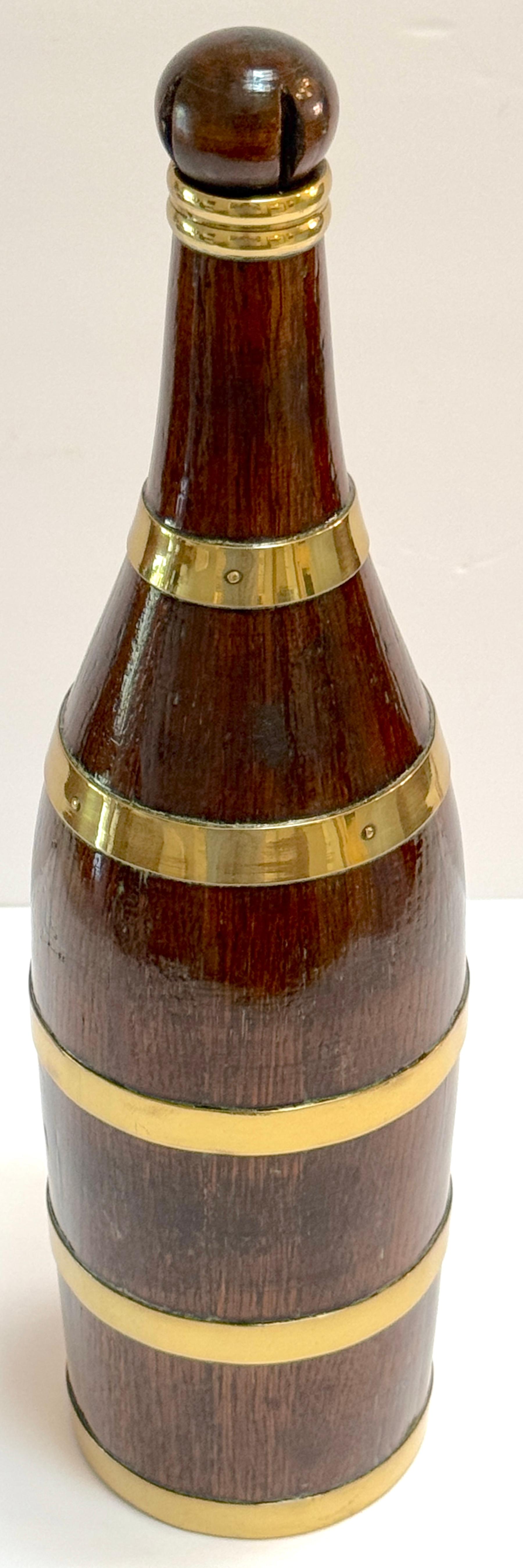 French Counes Derby Marquot Vichy Brass-Bound Walnut Bottle Form Box For Sale 3