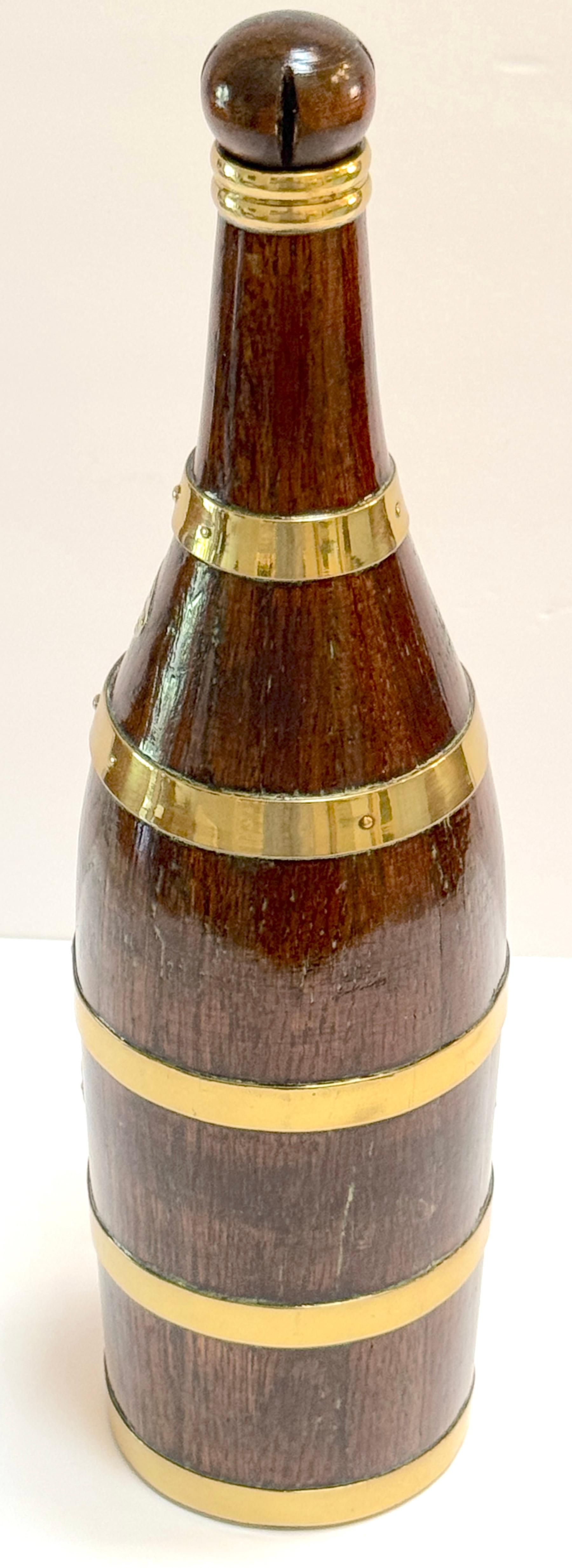 French Counes Derby Marquot Vichy Brass-Bound Walnut Bottle Form Box For Sale 4