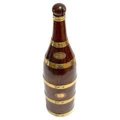 Antique French Counes Derby Marquot Vichy Brass-Bound Walnut Bottle Form Box