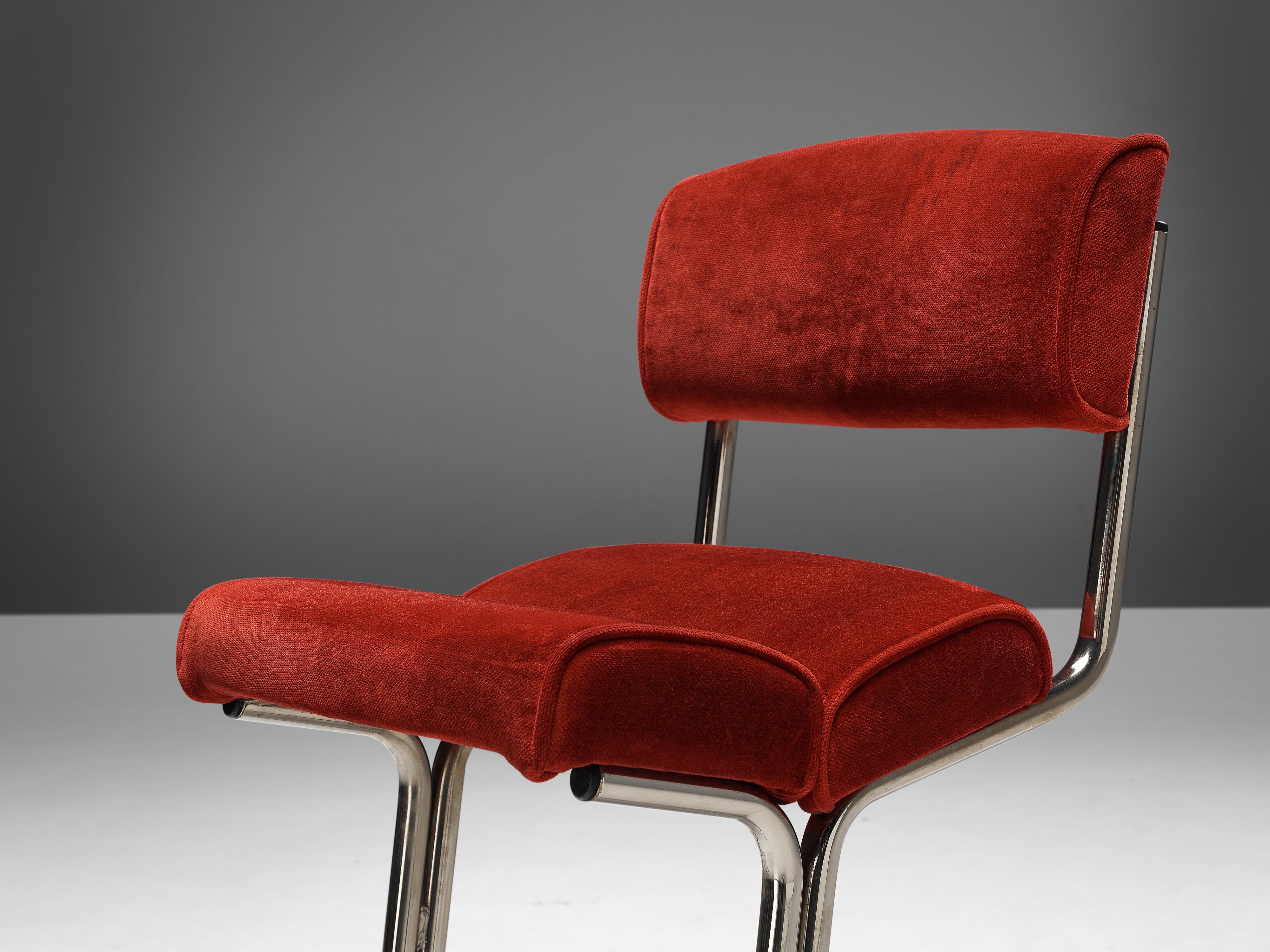 French Counter Chair in Red Velvet Upholstery For Sale 1