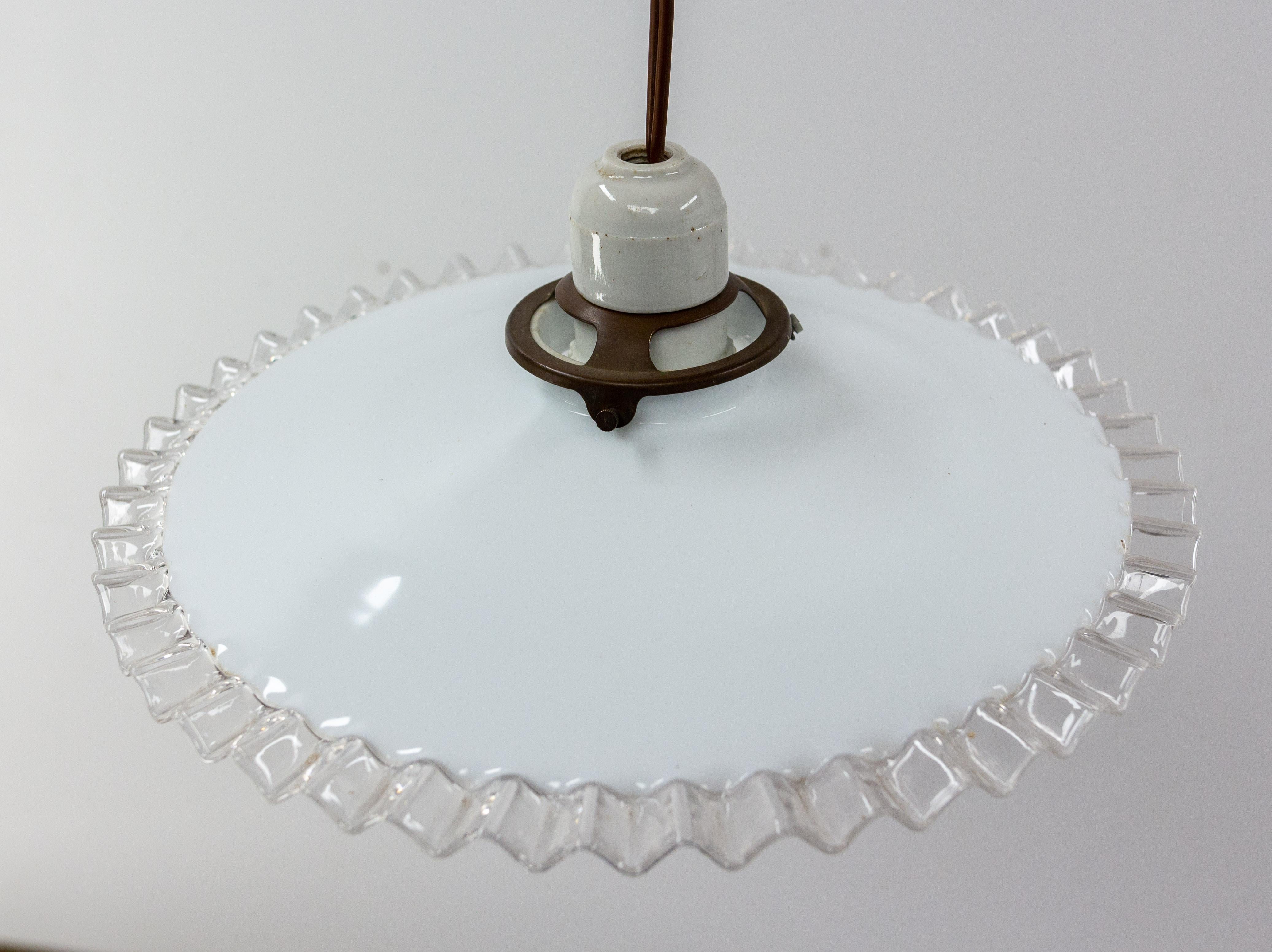 French Counter Weight Chandelier Lustre Glass Ceiling Pendant, circa 1900 For Sale 2