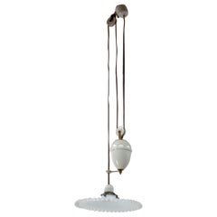 Lampadario francese da banco in vetro lustro a soffitto, circa 1900