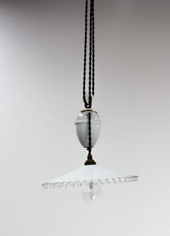 French Counter Weight Chandelier Lustre Glass Ceiling Pendant, circa 1900