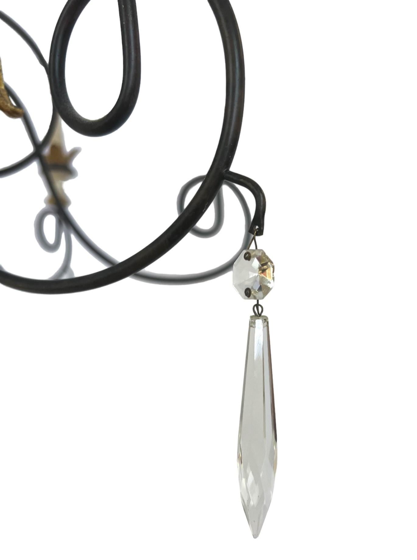 Lustre à 10 lumières en bois sculpté et fer forgé de style campagne française en vente 4