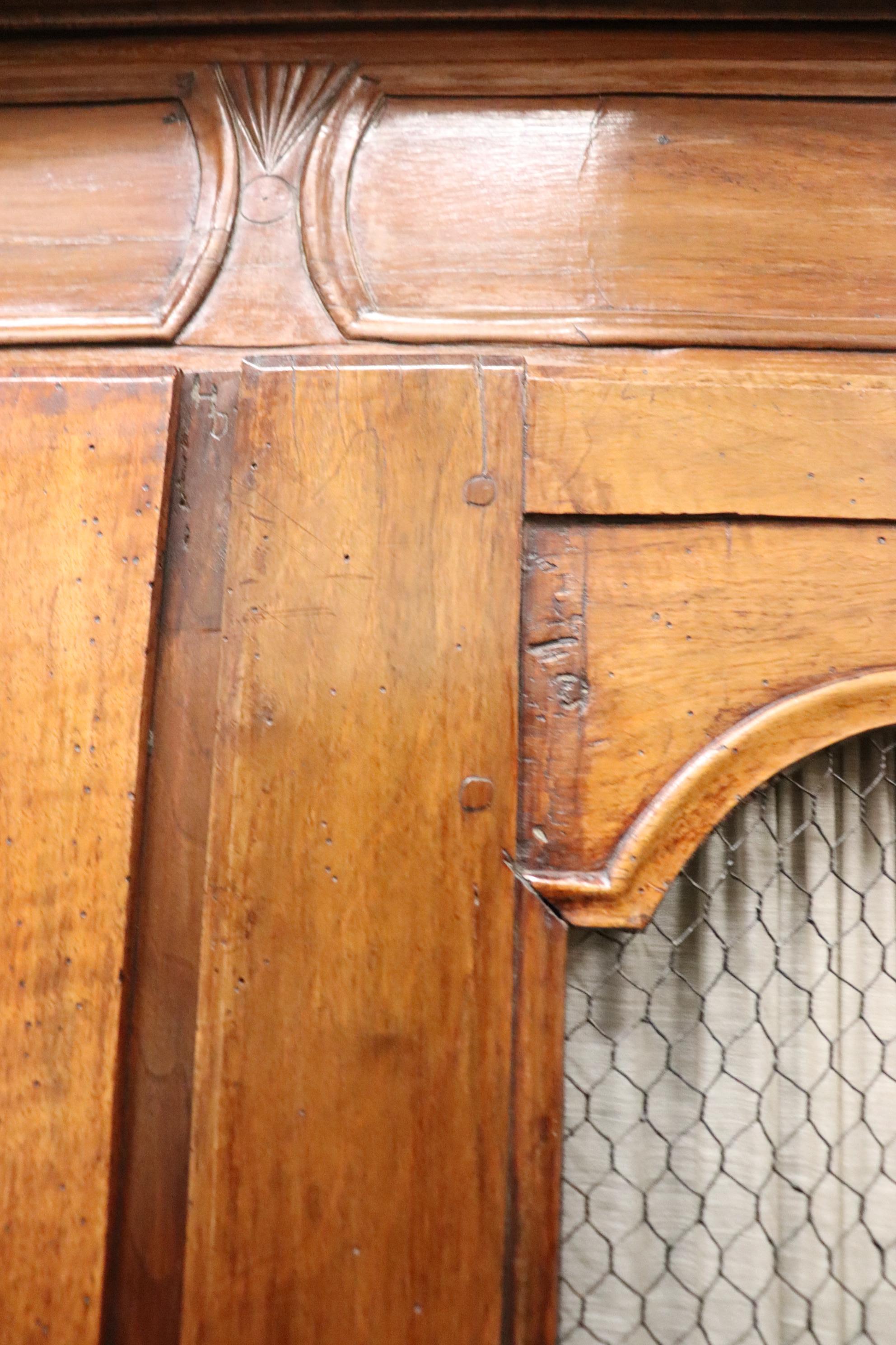 French Country Antique 1790s Era Armoire with Mesh Doors 1