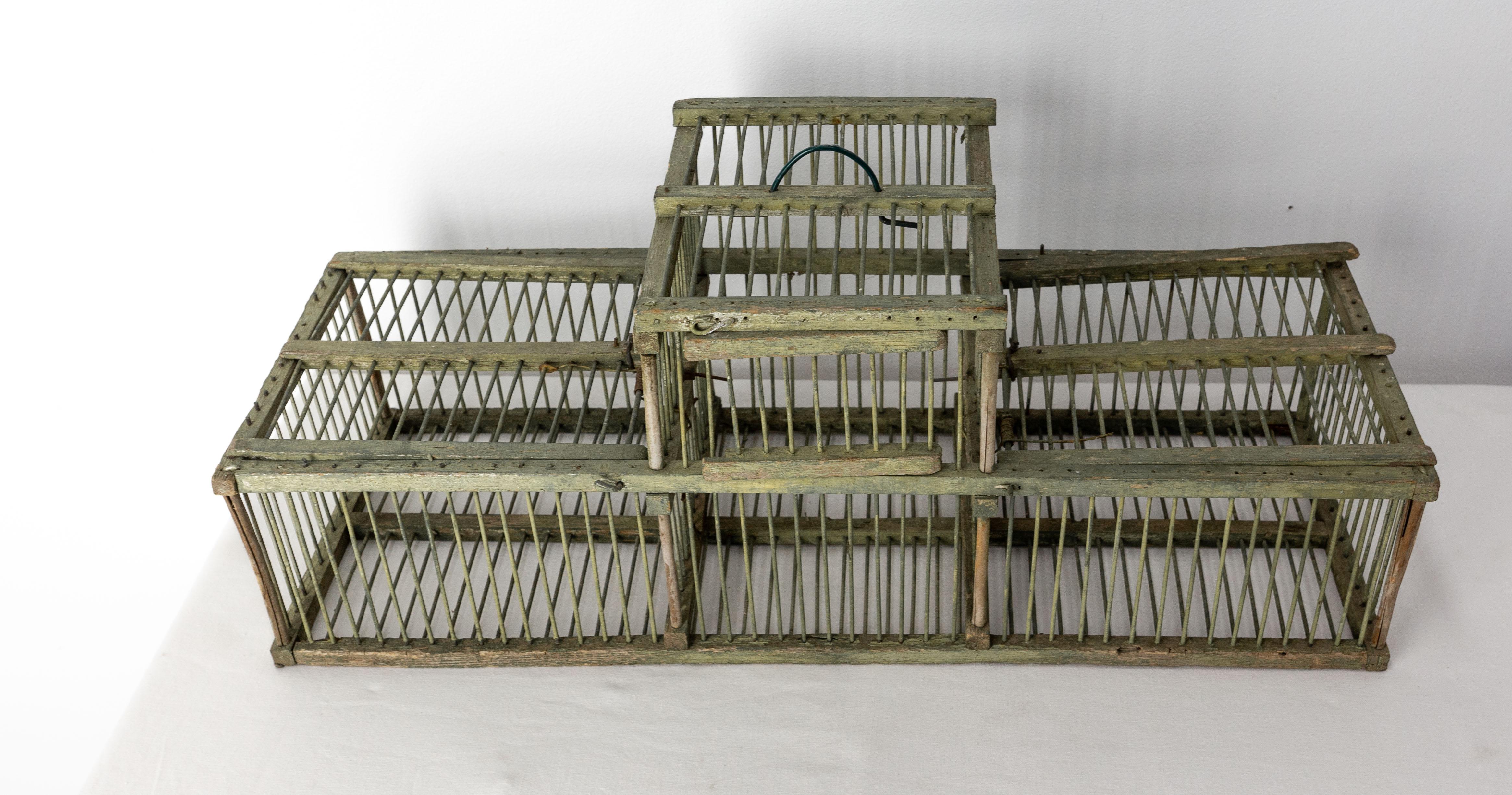 French Country Antique Beech & Iron Bird Cage, circa 1900 In Good Condition For Sale In Labrit, Landes