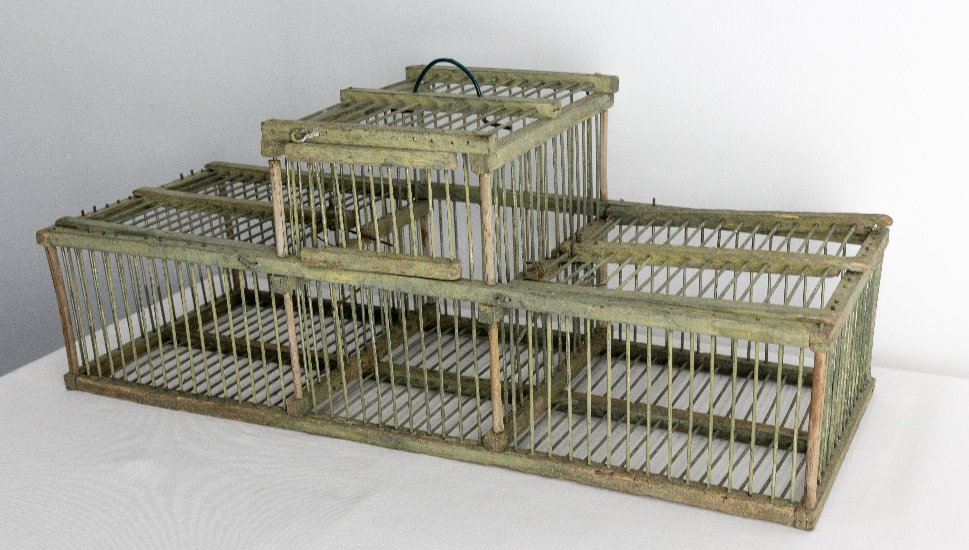 French Country Antique Beech & Iron Bird Cage, circa 1900 For Sale 1