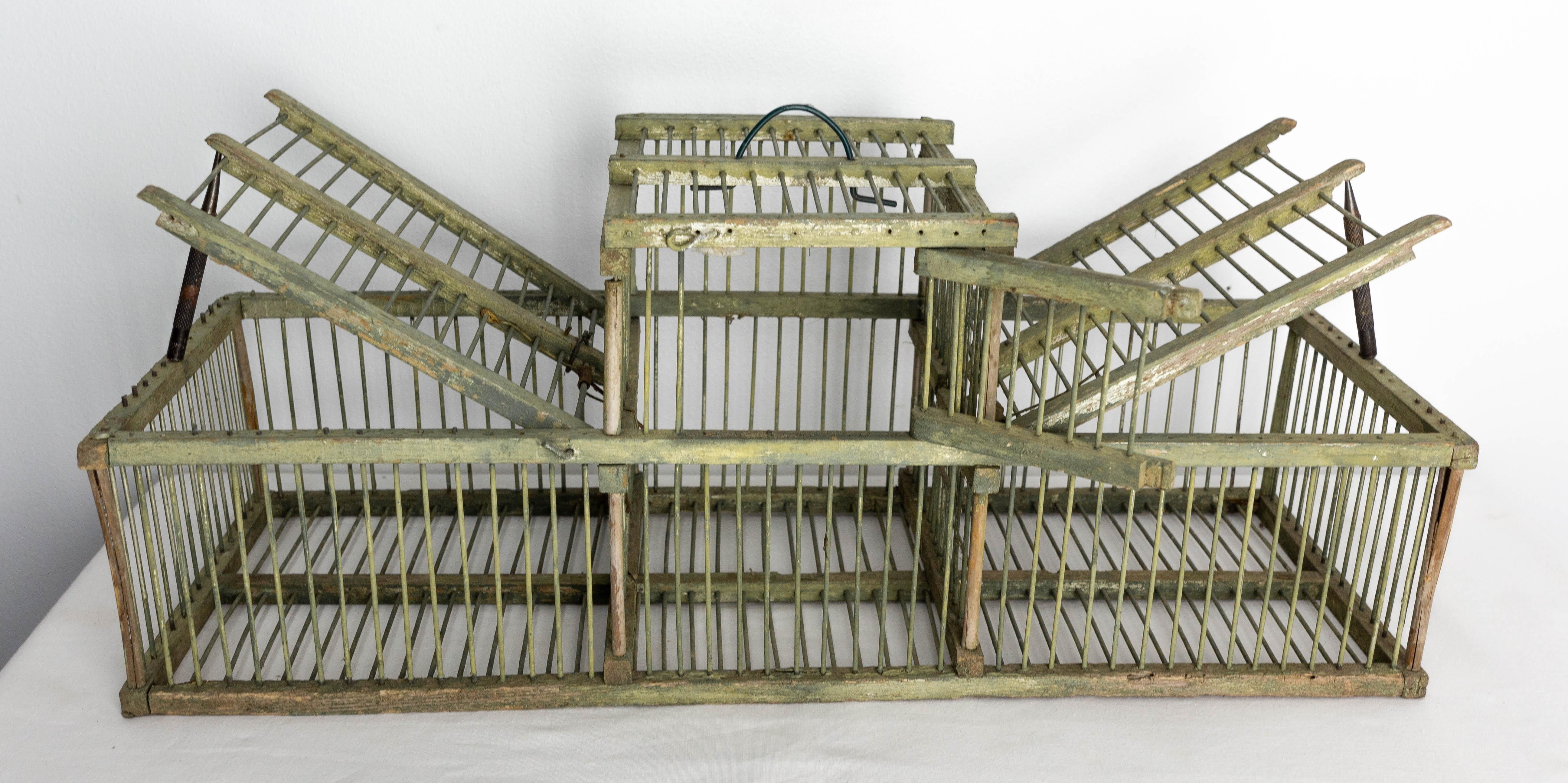 French Country Antique Beech & Iron Bird Cage, circa 1900 For Sale 2