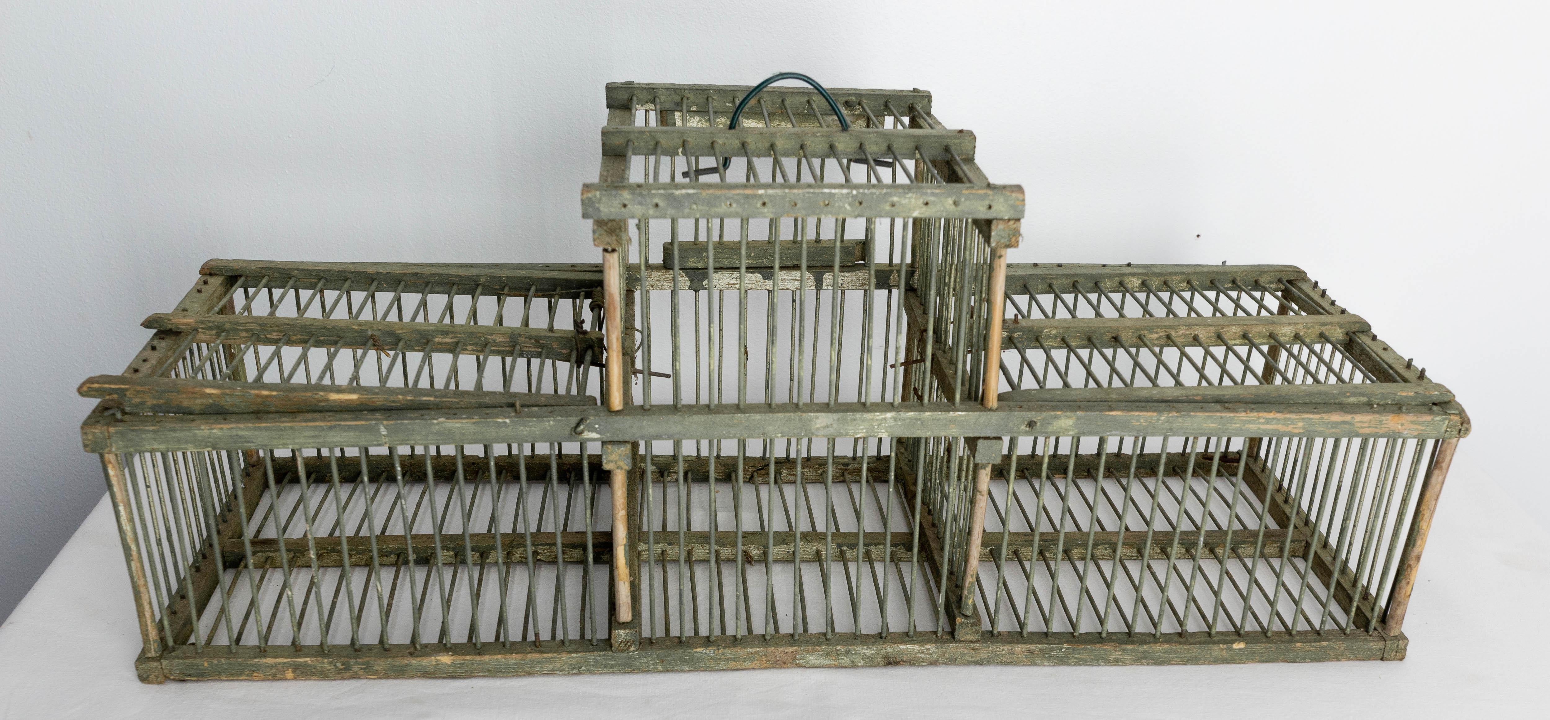 French Country Antique Beech & Iron Bird Cage, circa 1900 For Sale 3