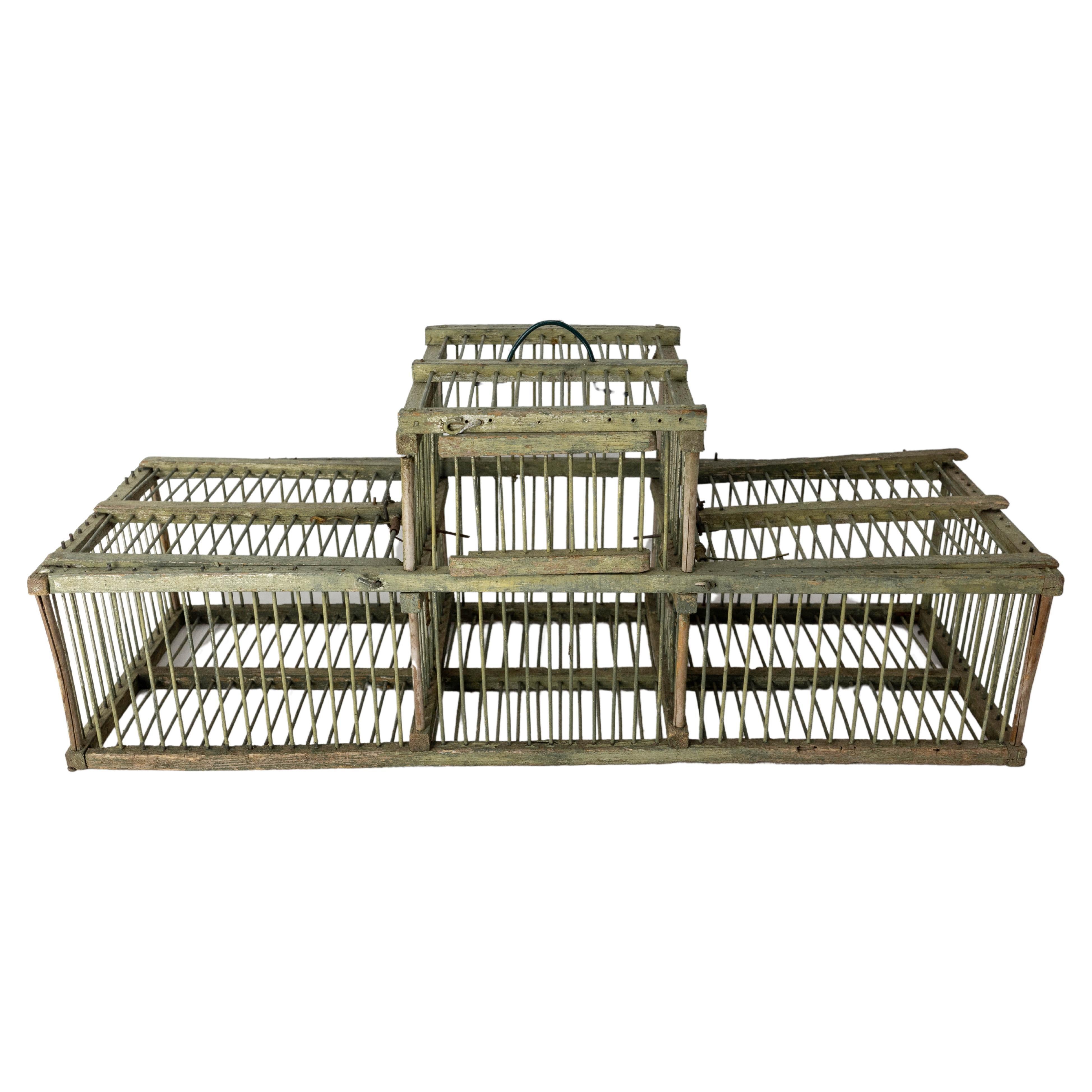 French Country Antique Beech & Iron Bird Cage, circa 1900 For Sale