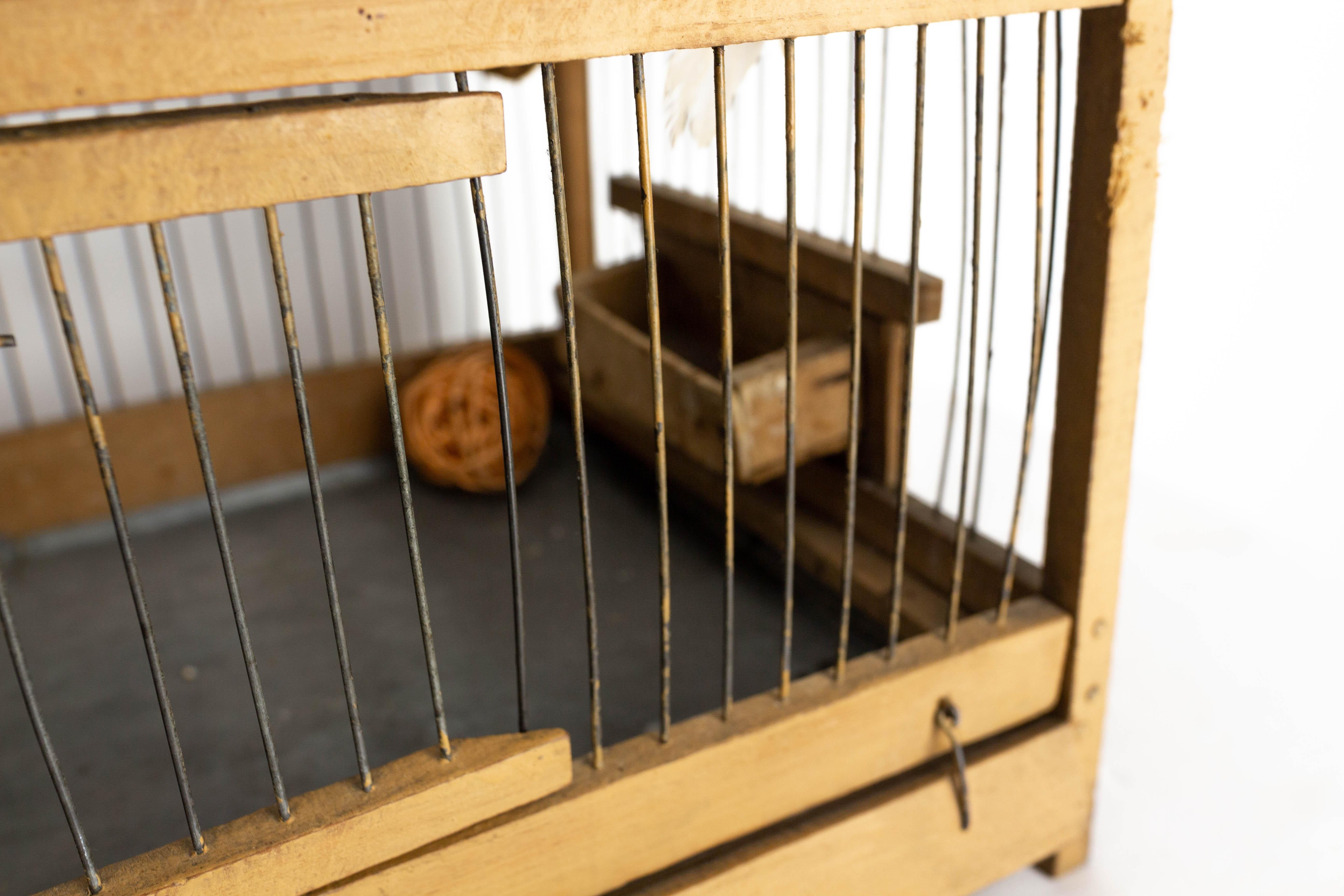 Fer Cage à oiseaux en peuplier et en fer de style campagnard français ancien, vers 1900 en vente
