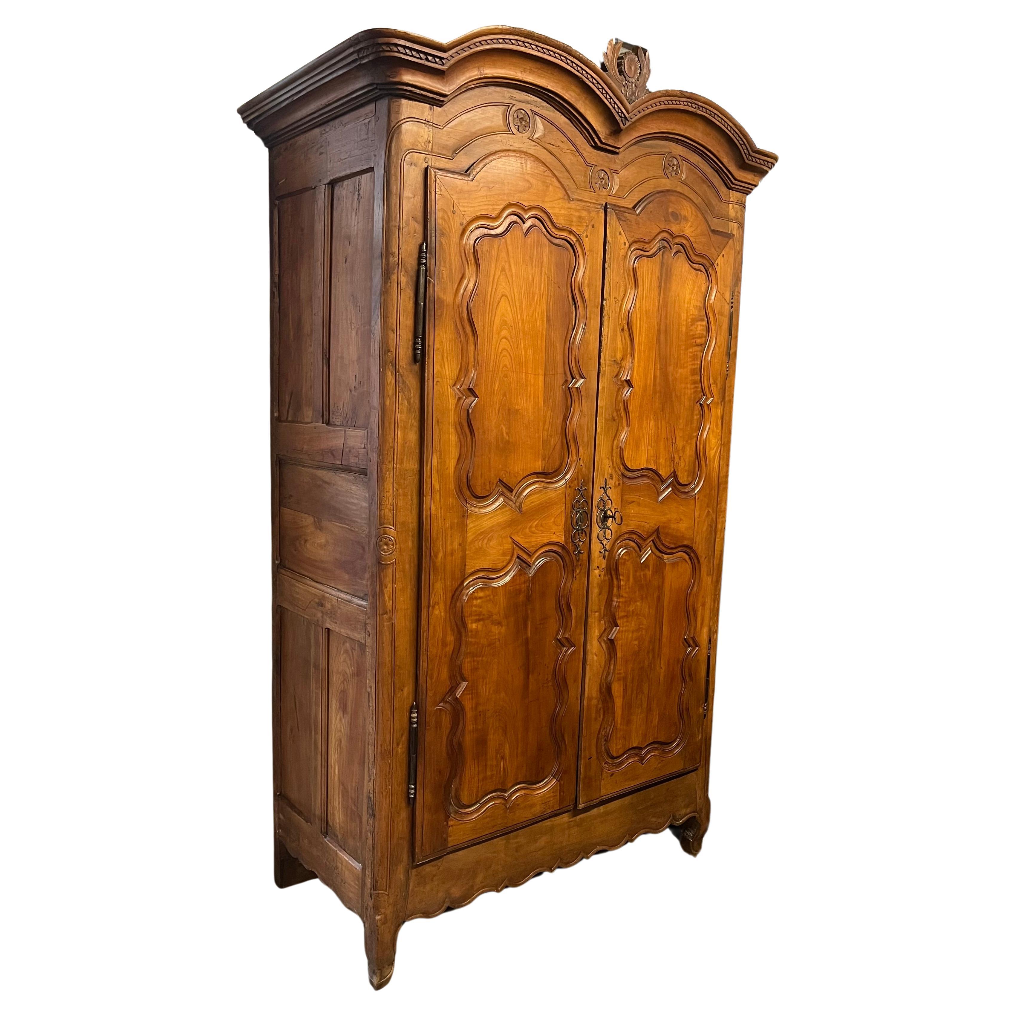 French Country Armoire In Cherry, C. 1790 For Sale