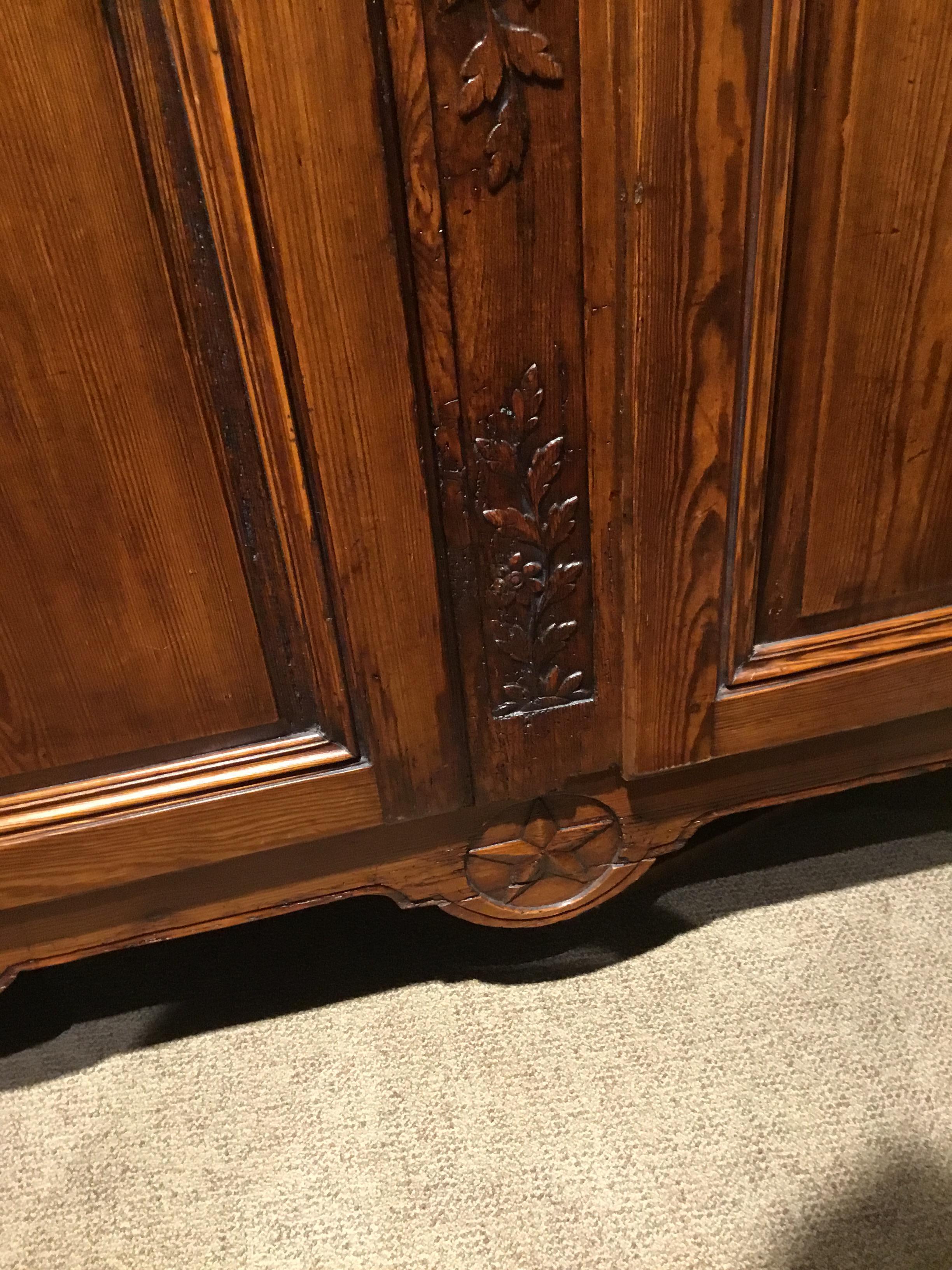 Hand-Carved French Country Armoire/ Wardrobe 19th Century Louis XV Style