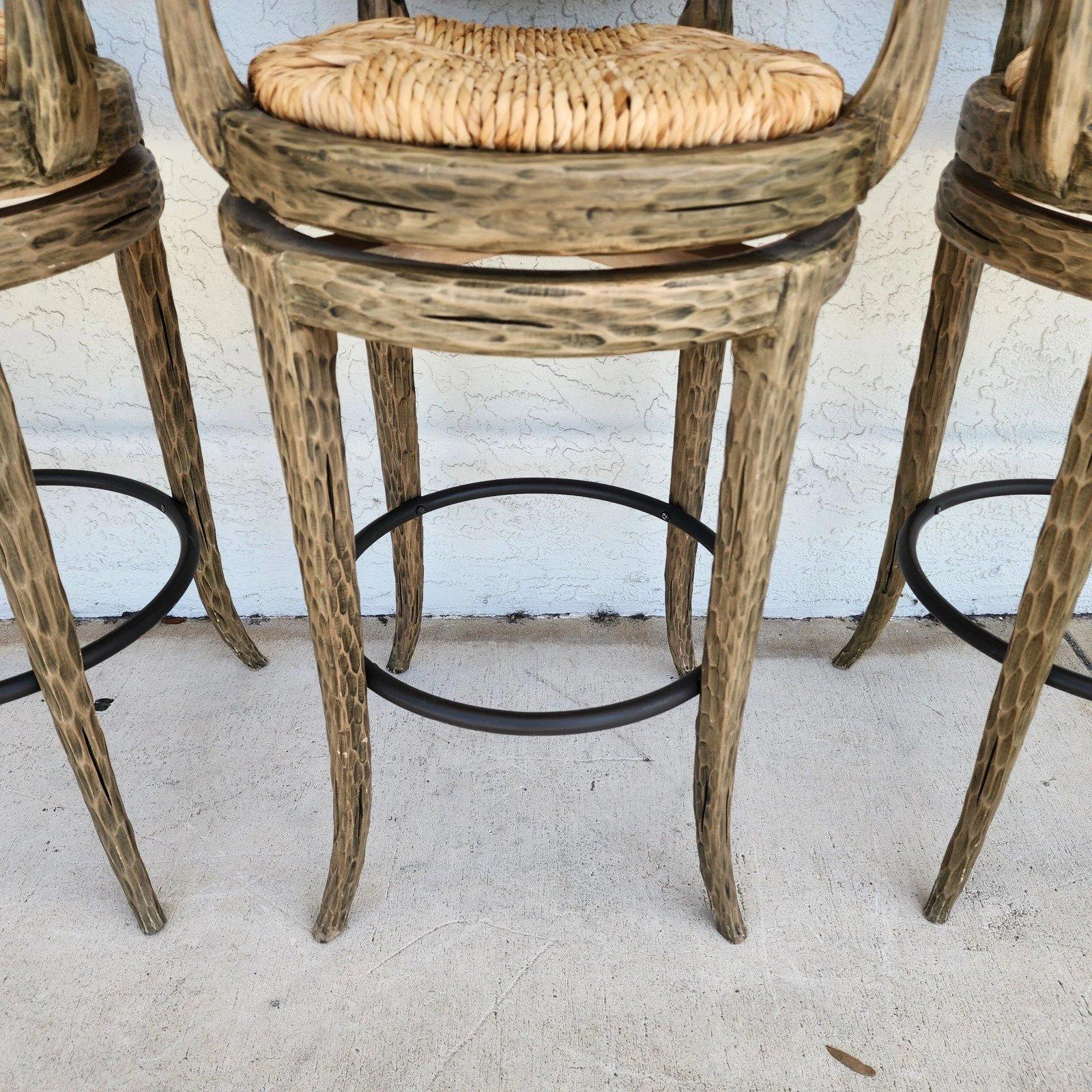 Tabourets de bar Faux Bois pivotants Lot de 3 en vente 6