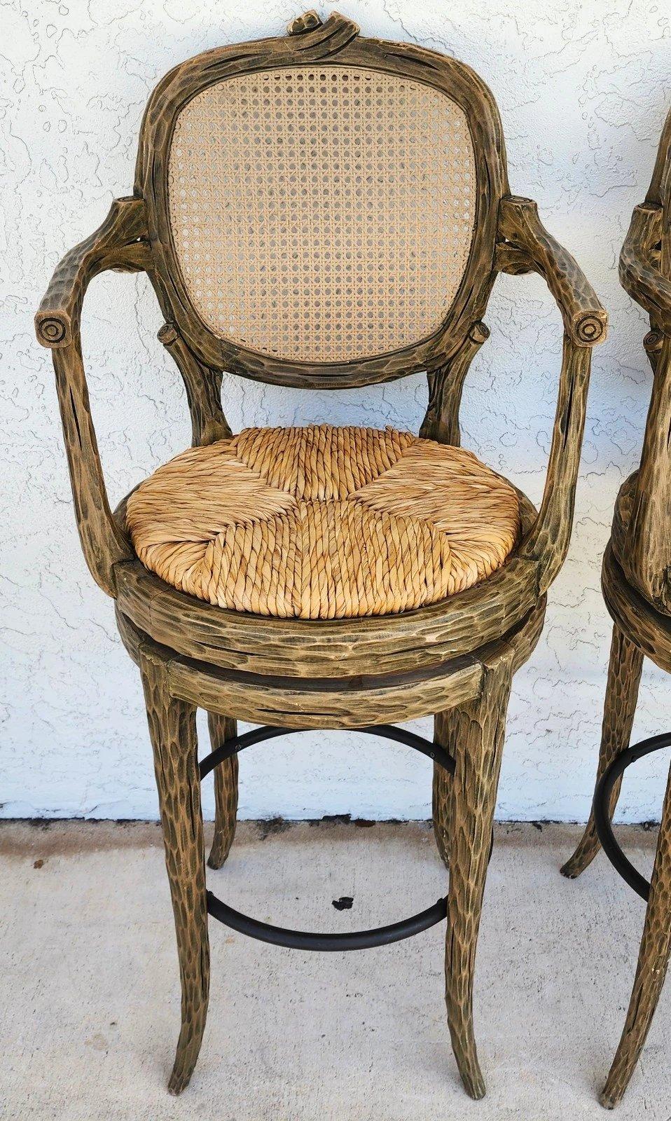 Tabourets de bar Faux Bois pivotants Lot de 3 en vente 7