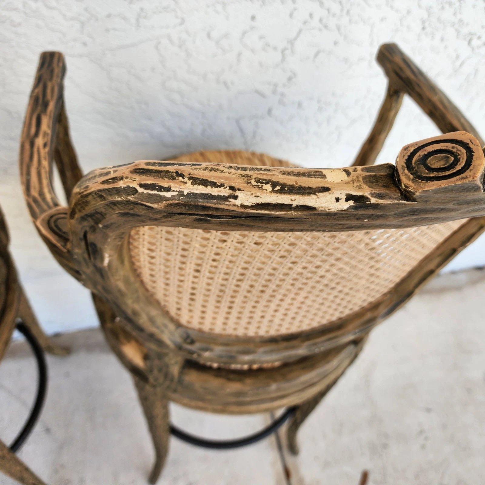 Tabourets de bar Faux Bois pivotants Lot de 3 en vente 9