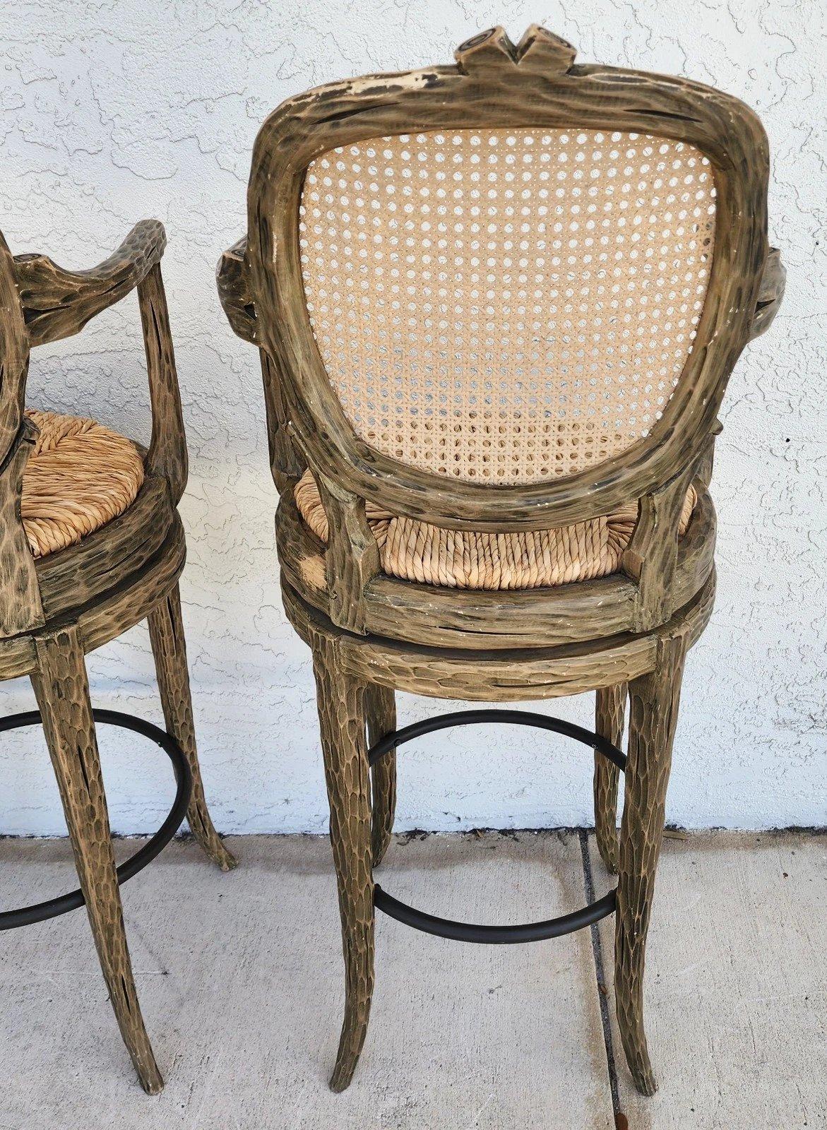 Tabourets de bar Faux Bois pivotants Lot de 3 en vente 10