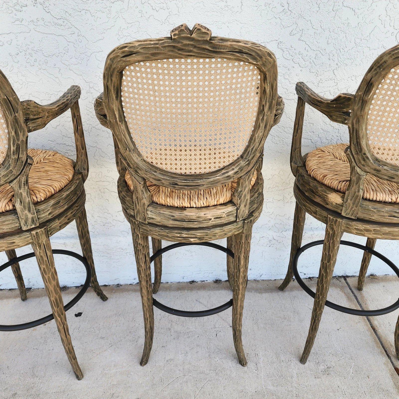 Tabourets de bar Faux Bois pivotants Lot de 3 en vente 11
