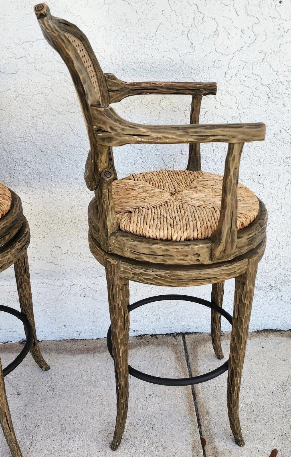 Tabourets de bar Faux Bois pivotants Lot de 3 en vente 12