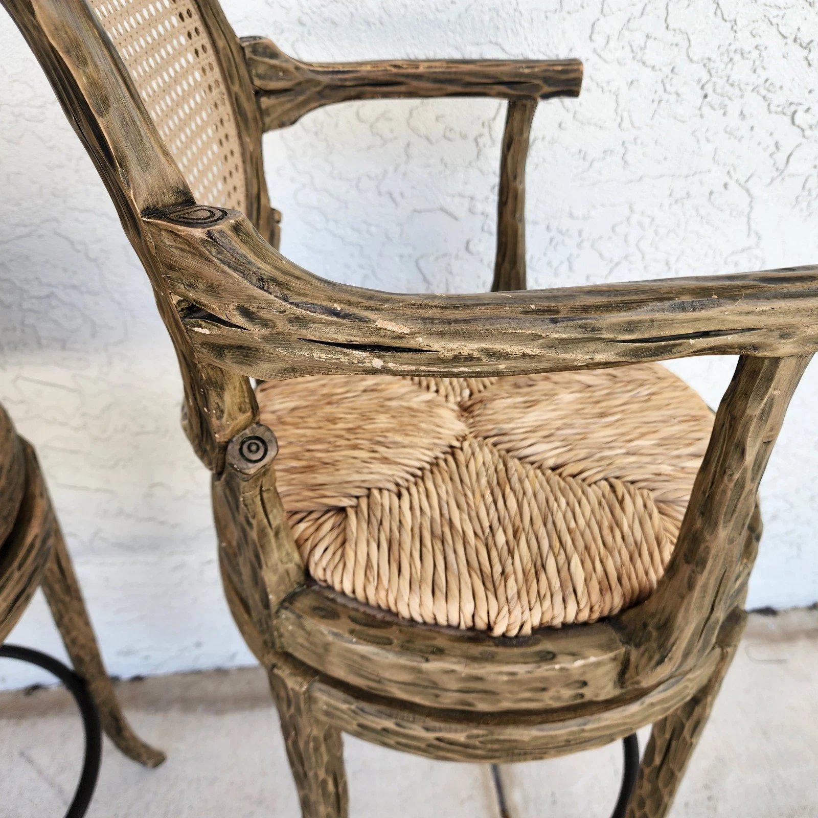 Tabourets de bar Faux Bois pivotants Lot de 3 en vente 13