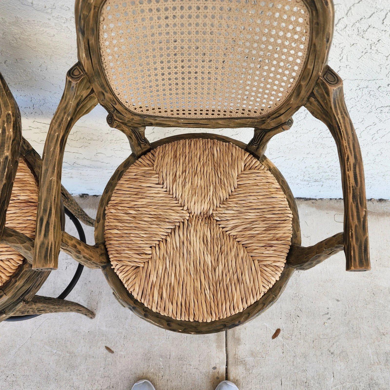 Jonc Tabourets de bar Faux Bois pivotants Lot de 3 en vente