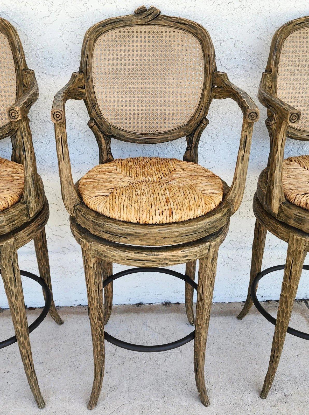 Tabourets de bar Faux Bois pivotants Lot de 3 en vente 2