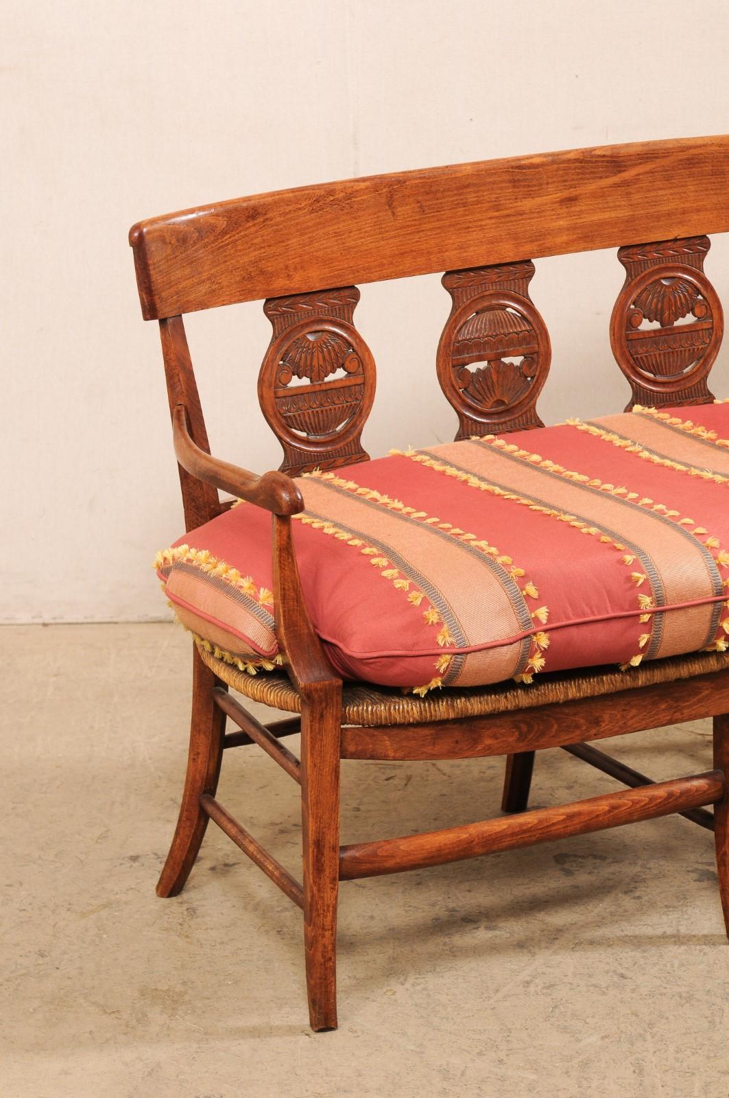 antique bench with cushion